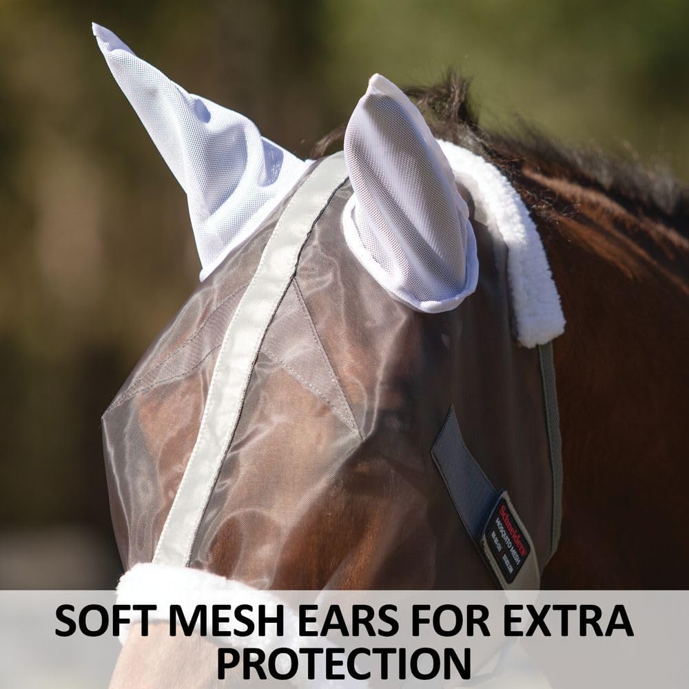 Schneiders Mosquito Mesh II Fly Horse Masks | Insect Protection & UV Shield | Breathable 350D Mesh | Contoured Fit | Safety Reflective Trim
