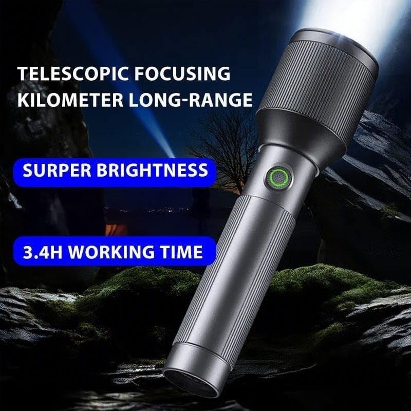 Image of RL-M12 150W Flashlight | Zooming Head | 3000mAh Type-C Rechargeable Torch | Aluminum Alloy Metal Body | Super Bright Long Distance LED Light