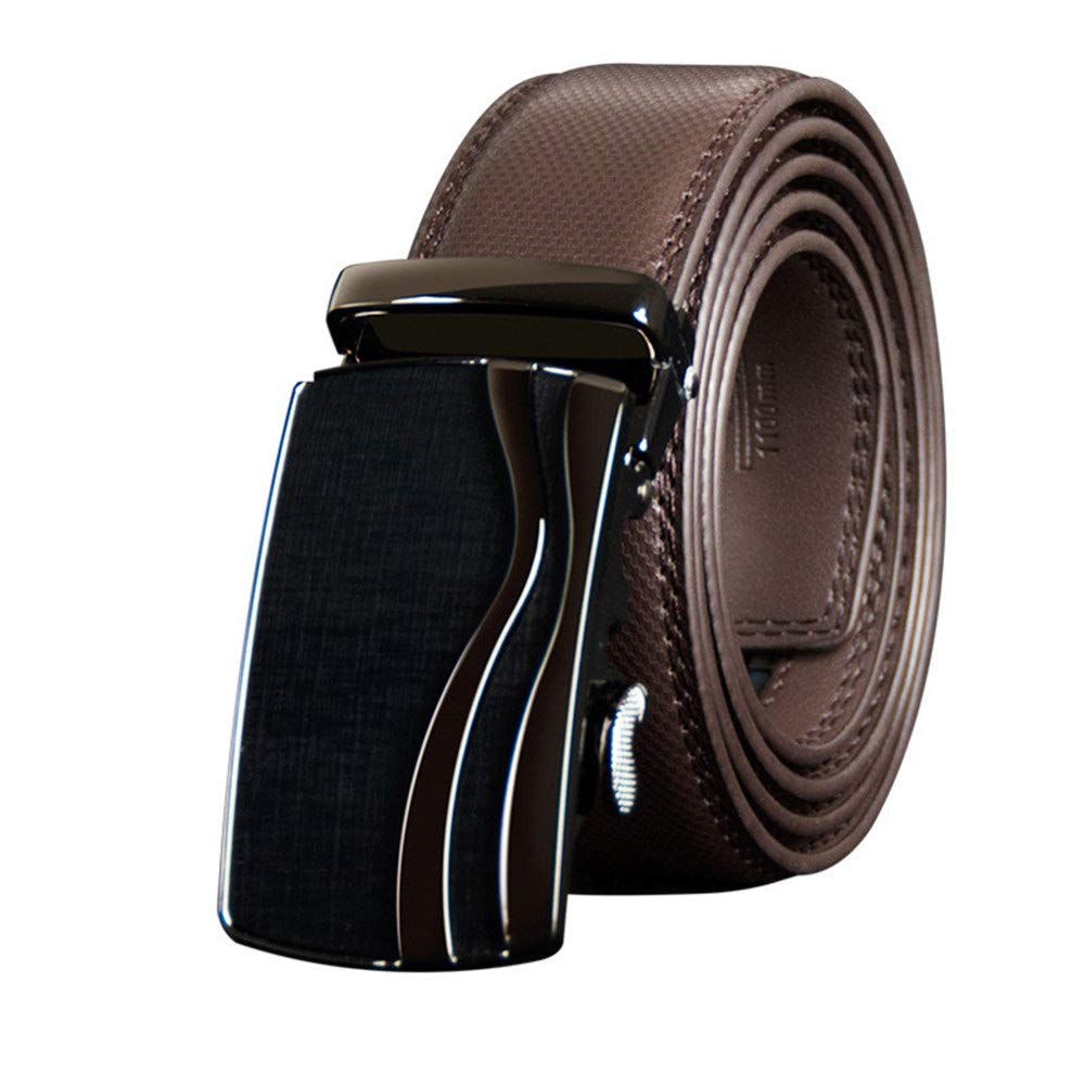 Amazon Co Jp メンズベルト ビジネスミーティングのための自動バックルベルトクリスマスギフトシンプルで耐久性のある男性アジャスタブルベルト Color Brown Size 125cm ホーム キッチン
