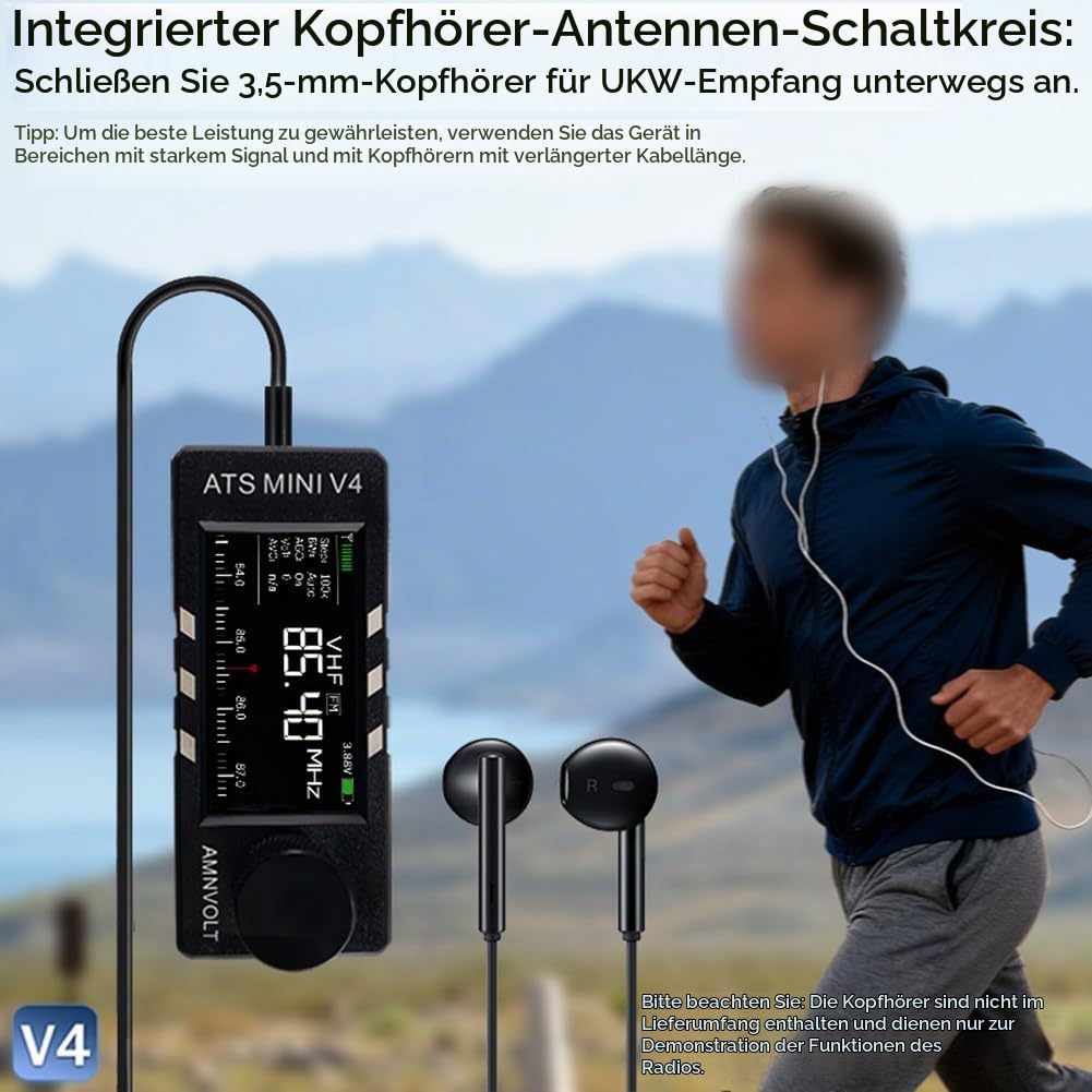 Si4732 V4 Radio, Tragbares Mini-Radio FM/AM/LSB/USB-Anschluss Für ATS SI4732 Vollband-DSP-Radioempfänger Mit Integrierter Hochimpedanz, 1,9-Zoll-IPS-Display Für Den Einsatz Im Freien Auf Reisen(CNC)