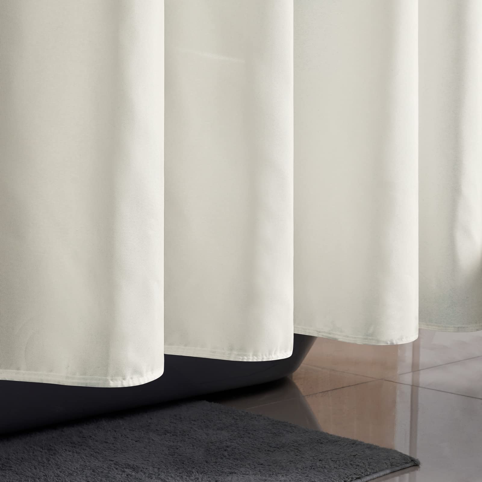 Furlinic Tenda Doccia Antimuffa Tende Doccia Tessuto in Poliestere Impermeabile Lavabile Crema Tenda Vasca da Bagno Grommet Piccolo Extra Largo 270x180cm.