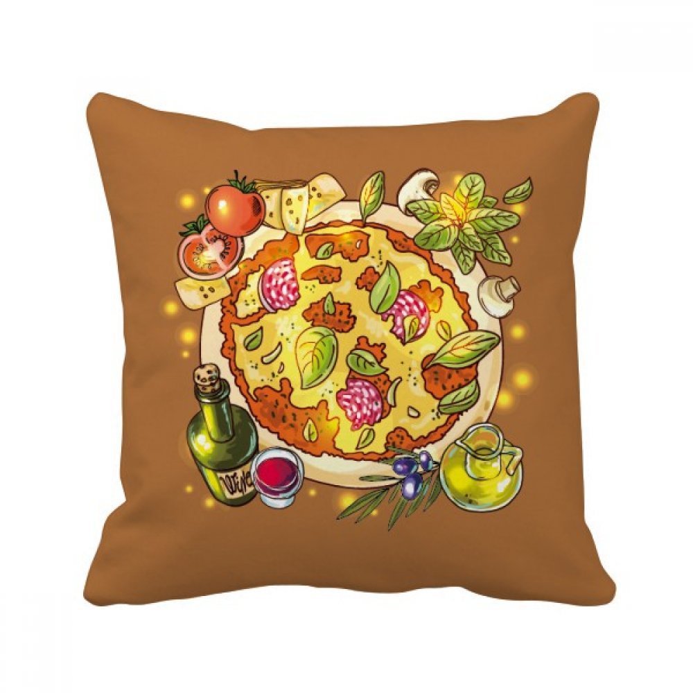 Coussin motif pizza Italie légumes multicolor 40x40cm pour égayer un canapé terne