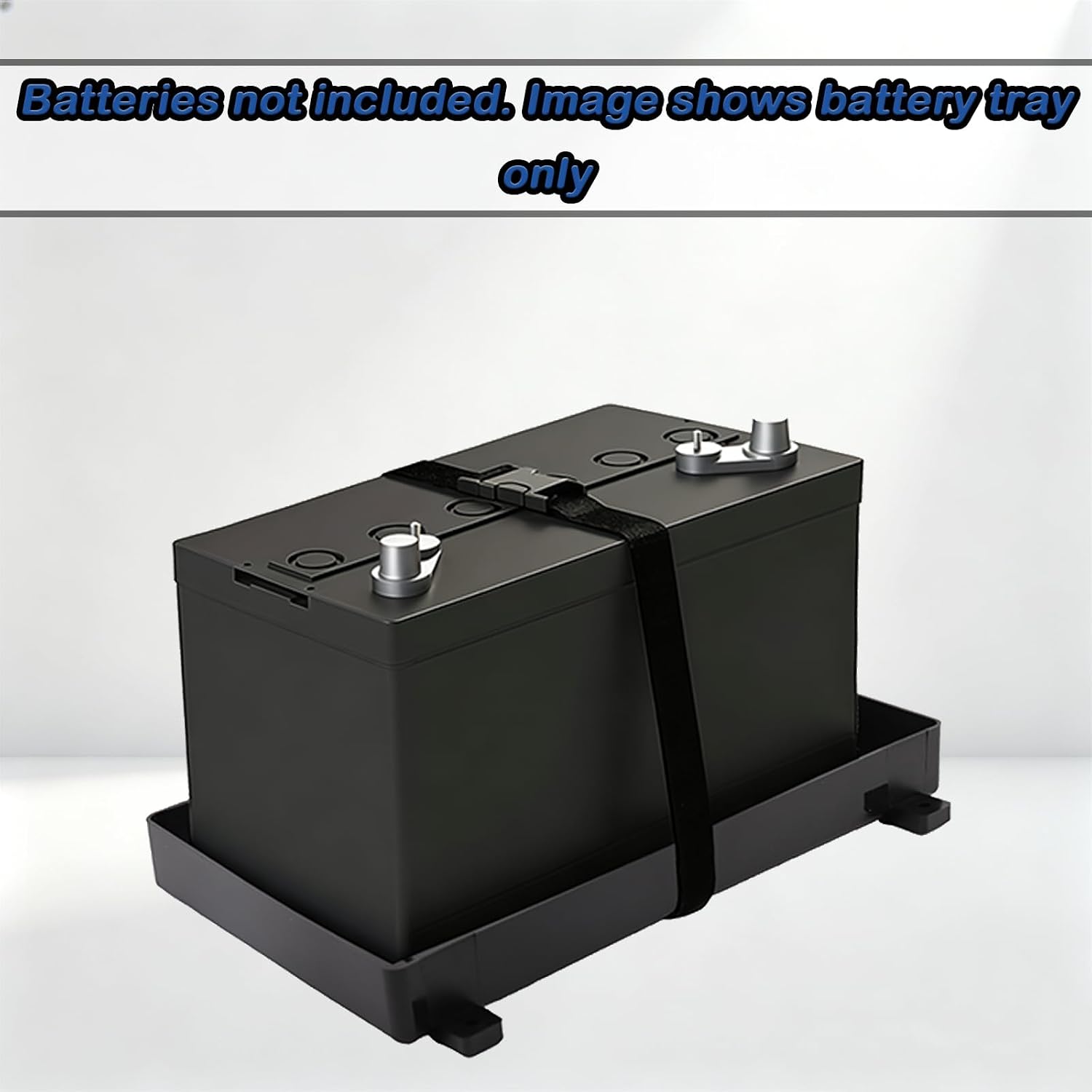 Group 27 Battery Tray with Strap, Heavy Duty Battery Holder for Automotive, Marine, Boat and RV Batteries (27 Series)