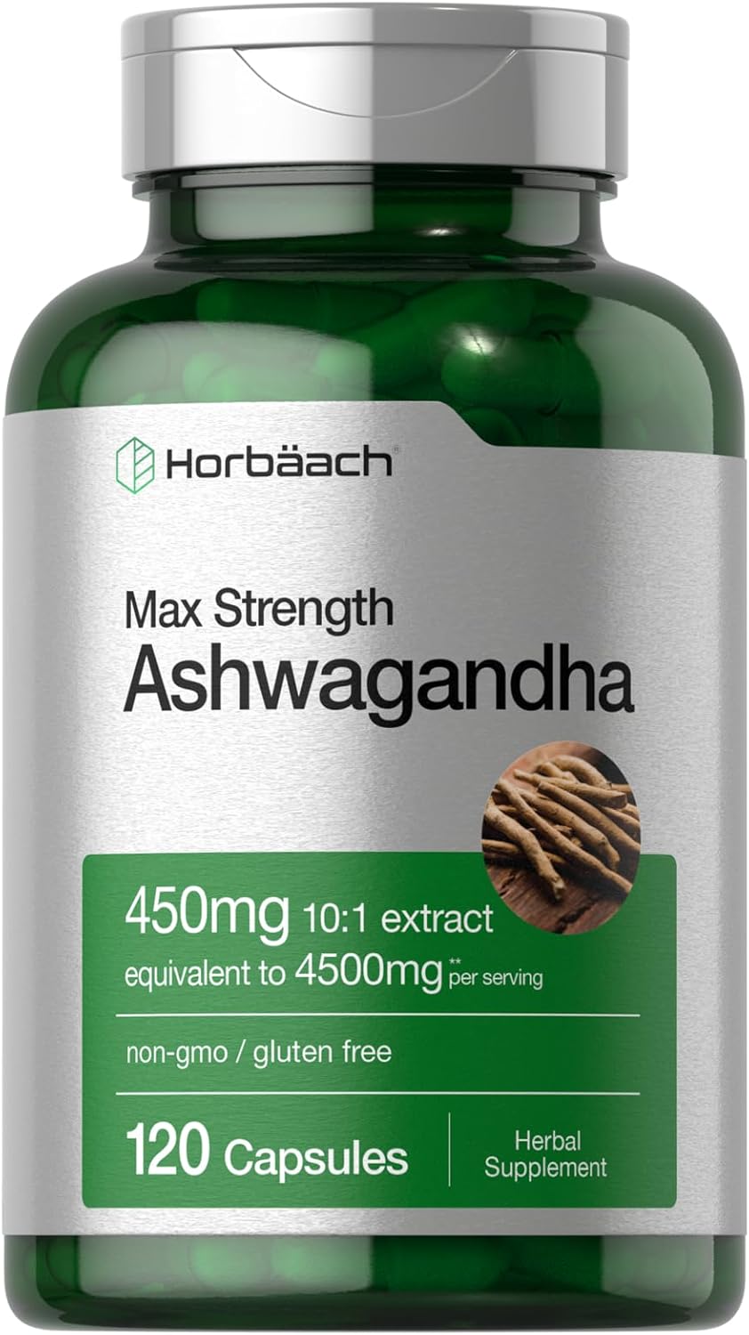 Ashwagandha Supplement | Max Strength | 120 Capsules | Non-GMO, Gluten Free | by Horbaach