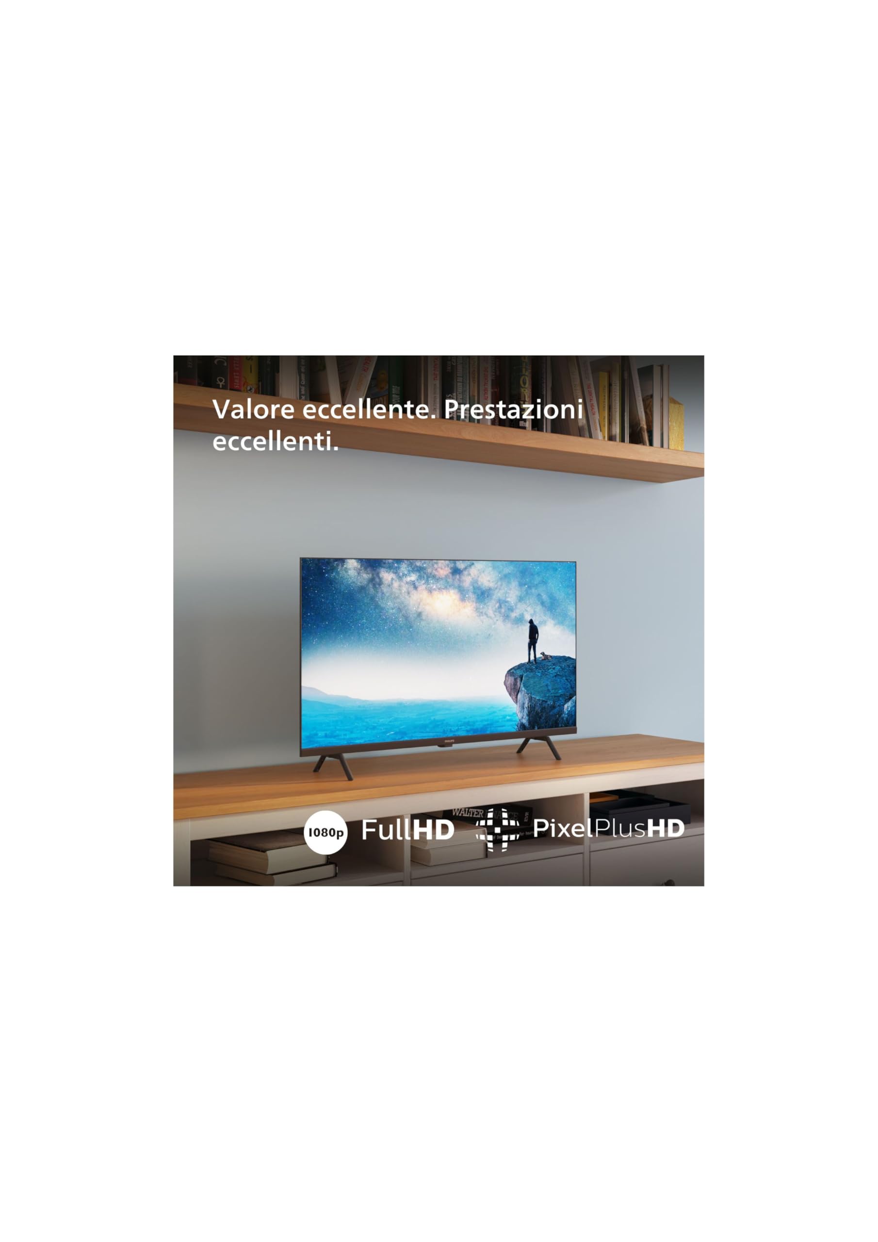 Philips 32PHS6009 HD LED Smart TV - Display 32’’ con piattaforma Titan OS, Pixel Plus HD e audio Dolby Digital, funziona con Alexa e Google Voice Assistant – Cornice nera opaca