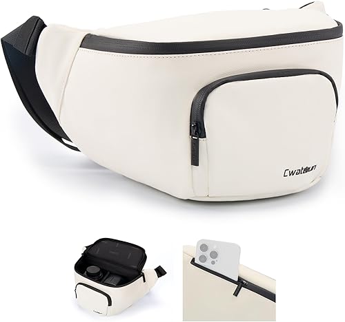 Miniatura 9 de Cwatcun Riñonera portátil impermeable para cámara, estuche compacto para cámara con correa de trípode, bolsa cruzada diaria para cámara Canon Nikon