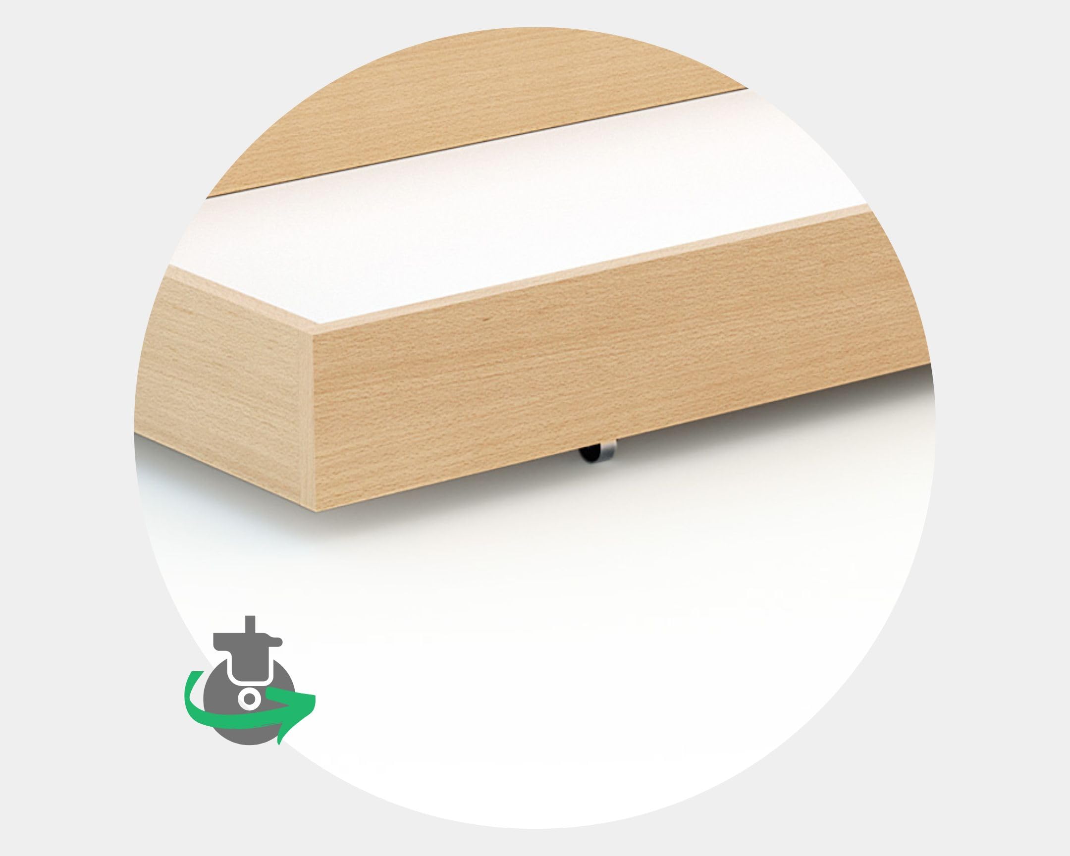 AT4 - Tiroir de lit ESSENTIEL Hêtre verni | Pour lit bébé 60x120 cm | Tiroir universel en bois | Tiroir à 4 roulettes | Hauteur 15cm | Rangement pratique et discret | Gain de place