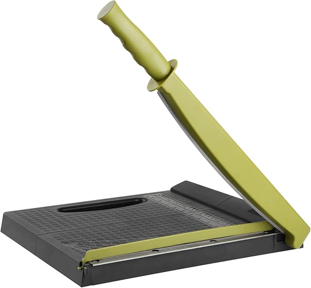 A4 Paper Cutter Guillotine, 12" Cut Length, 16 Sheets Capacity, Portable Stack Paper Trimmer, Foldable Design for Office Home School Paper Photo Cardstock Label Cutter
