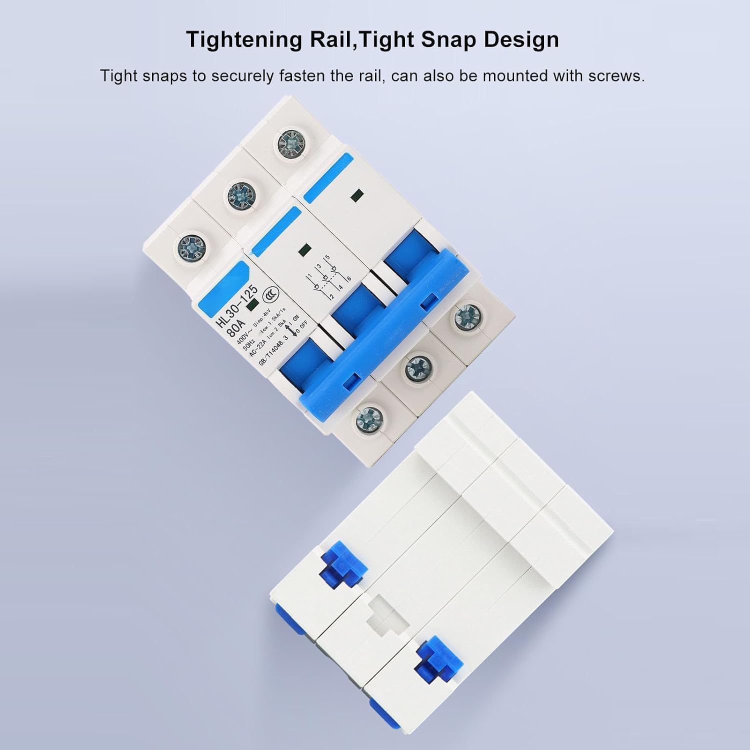Miniature 3 Pole 80A Disconnecting Switch PC Flame Retardant 35mm DIN Rail Mount for Electrical Safety Easy Installation with Wide Applications