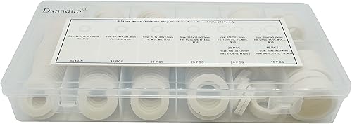 Miniatura 6 de Dsnaduo 200 juntas de tapón de drenaje de aceite de nailon de 8 tamaños, kits surtidos de arandelas para M12 M14 M16 M18, M20