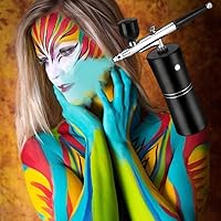 Vista 4 de Titoe - Kit de aerógrafo, mini compresor de aerógrafo portátil de mano con pistola pulverizadora de cepillo de aire para maquillaje, decoración