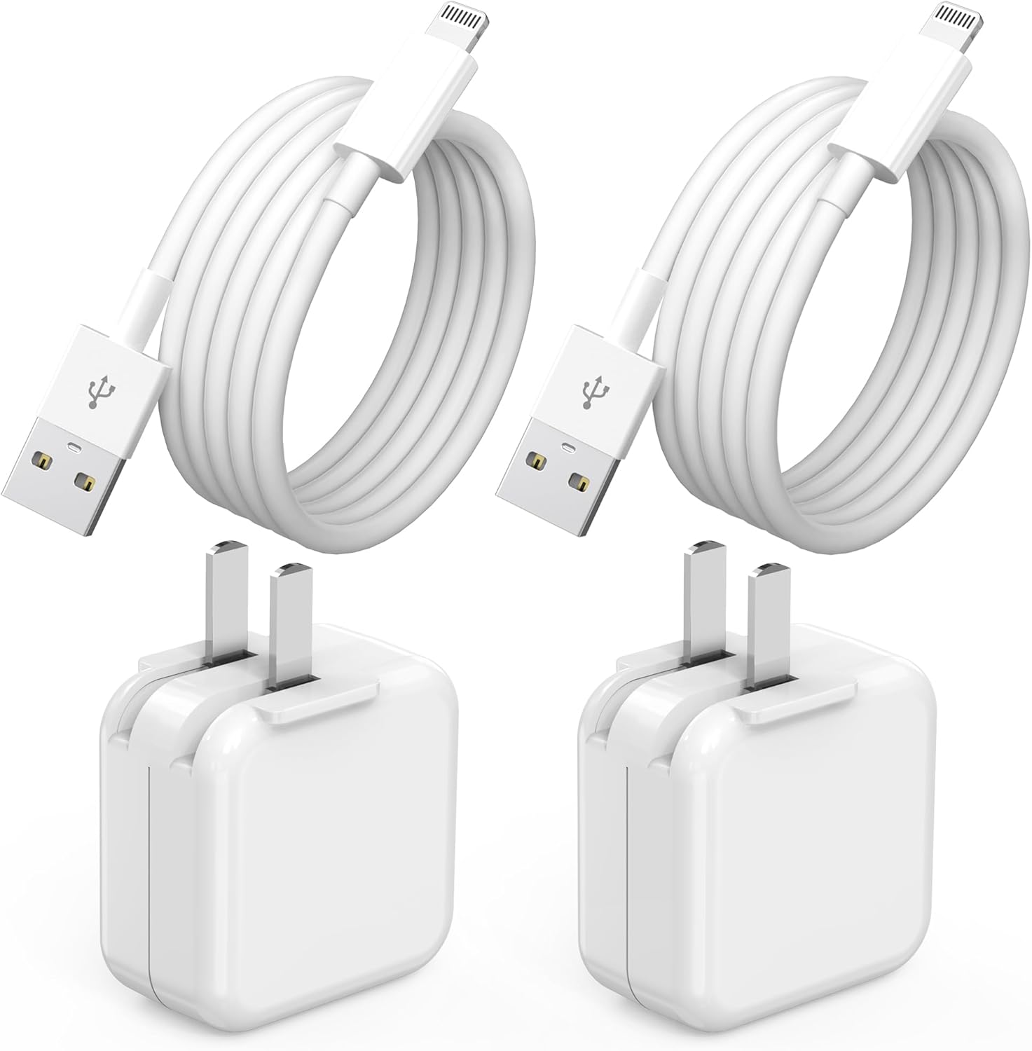 2Pack iPad Charger, Fast Charging 12W USB Wall Charger Block Foldable Portable Apple Adapter with Fast Charging USB to Lightning Cable Compatible with iPad4/5/6/7/8,iPadMini 1/2/3/4/5, iPadAir 1/2/3