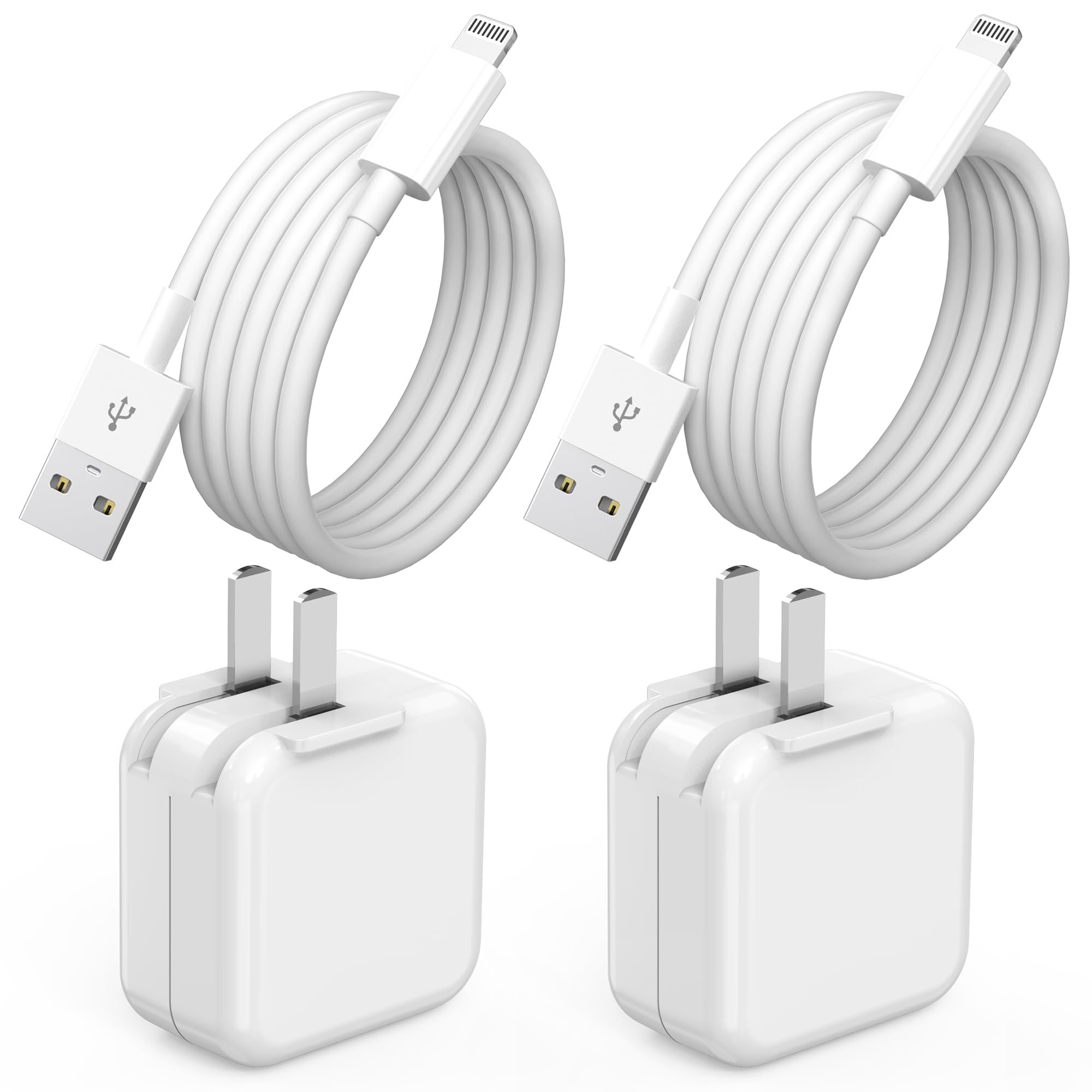 Photo 1 of 2Pack iPad Charger, Fast Charging 12W USB Wall Charger Block Foldable Portable Apple Adapter with Fast Charging USB to Lightning Cable Compatible with iPad4/5/6/7/8,iPadMini 1/2/3/4/5, iPadAir 1/2/3