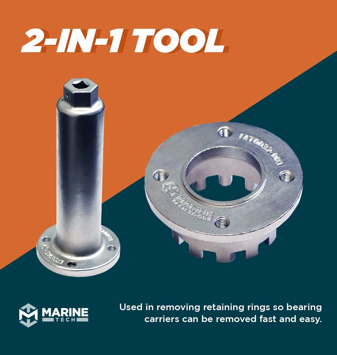 Marine Tech Tools Yamaha Bearing Retainer Wrench (MT0032-001) + Handle (AMT0031), Yamaha Bearing Carrier Removal Tool, Removes Retaining Rings & Bearing Carriers, Replaces Yamaha YB-34447