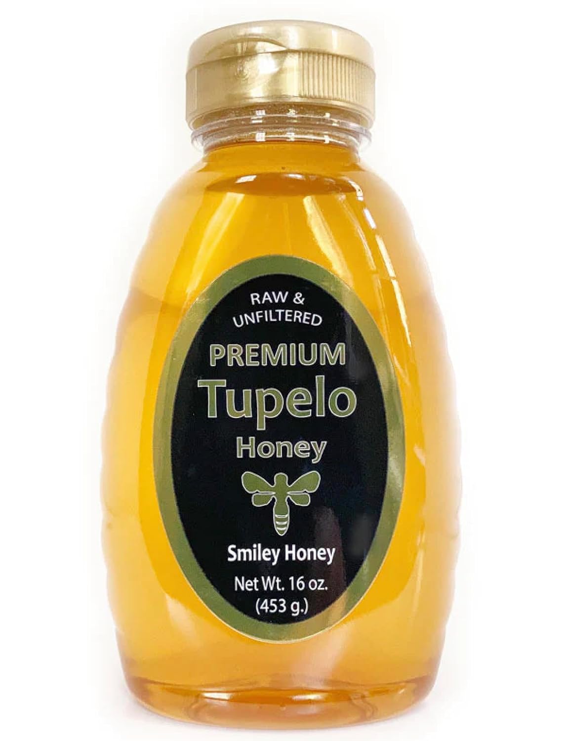 Smiley Honey, Premium Tupelo Honey Raw and Unfiltered, Higher Quality, Darker, Higher Tupelo Content (16 oz)