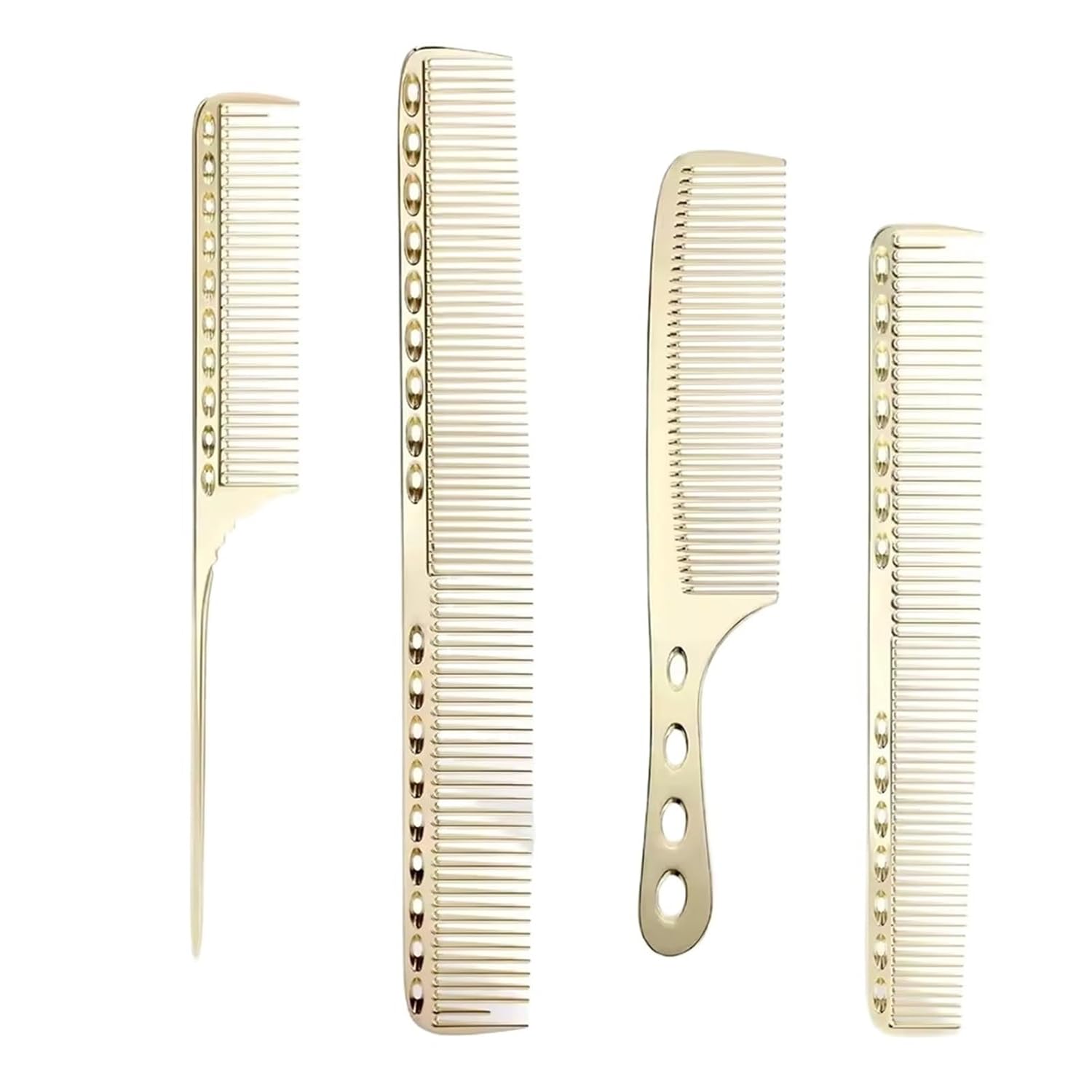 4PCS/Pack Metal Comb Set Barber Stainless Steel Blending Fine Styling Cutting Flat Top Clipper(Luxury Gold Color)