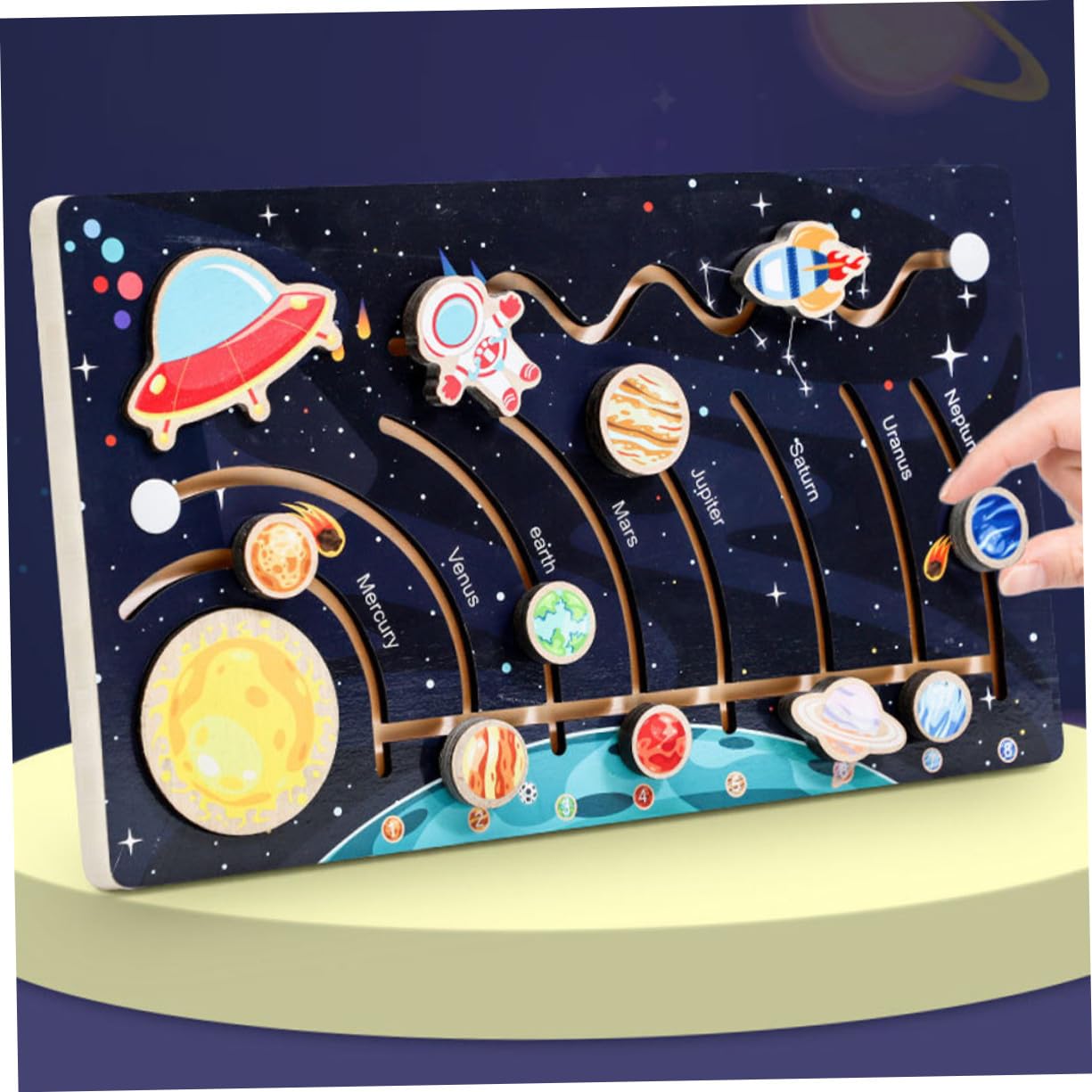 Toddmomy Puzzle Pianeti in Legno Educativo per Bambini, Solare Gioco per Attività di Apprendimento Prescolare e Sviluppo Motorio