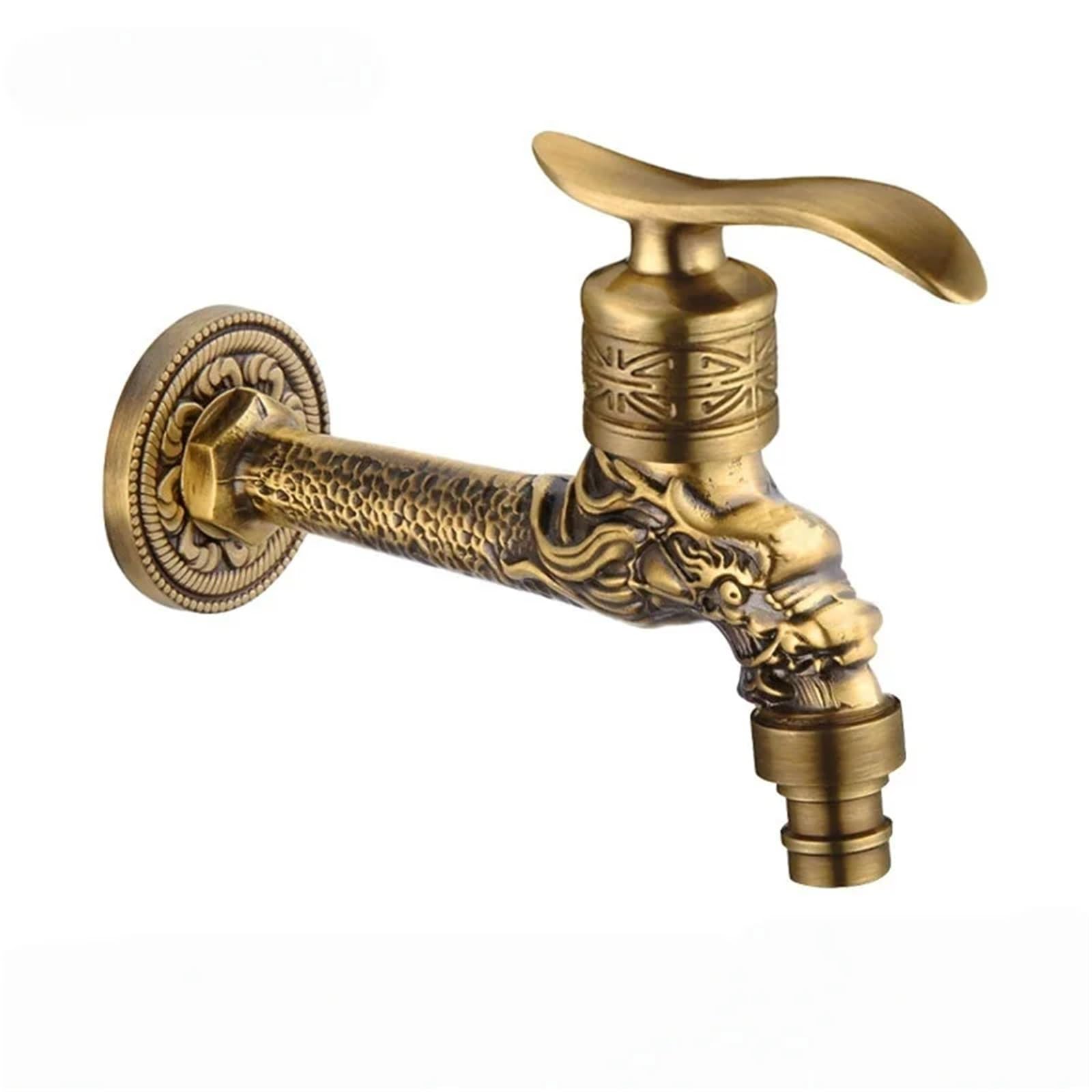 Outside Tap Bibcocks Faucet Washing Machince Garden Tap Brass Dragon Mop Outdoor Cold(Tall B)