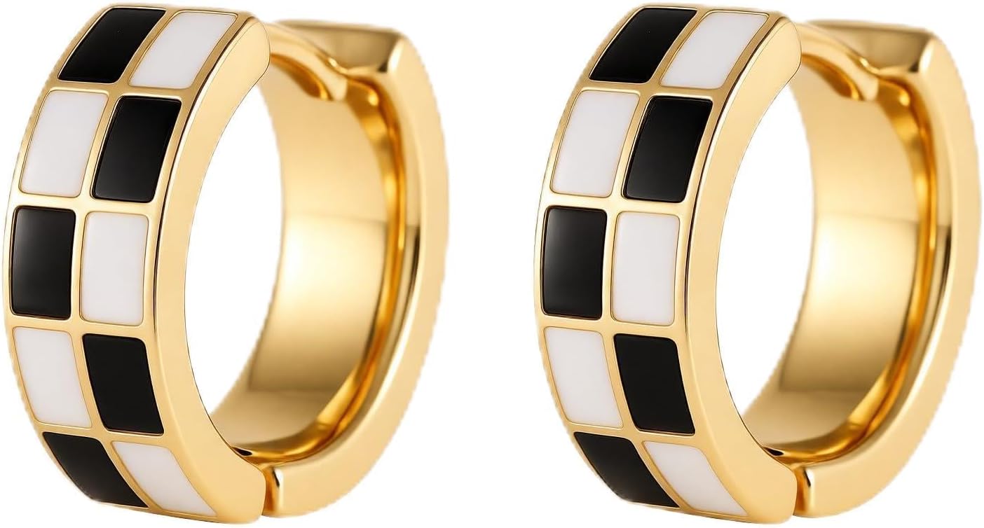 Stylish & Hypoallergenic: Sriomu Chic Checker Hoop Earrings Review