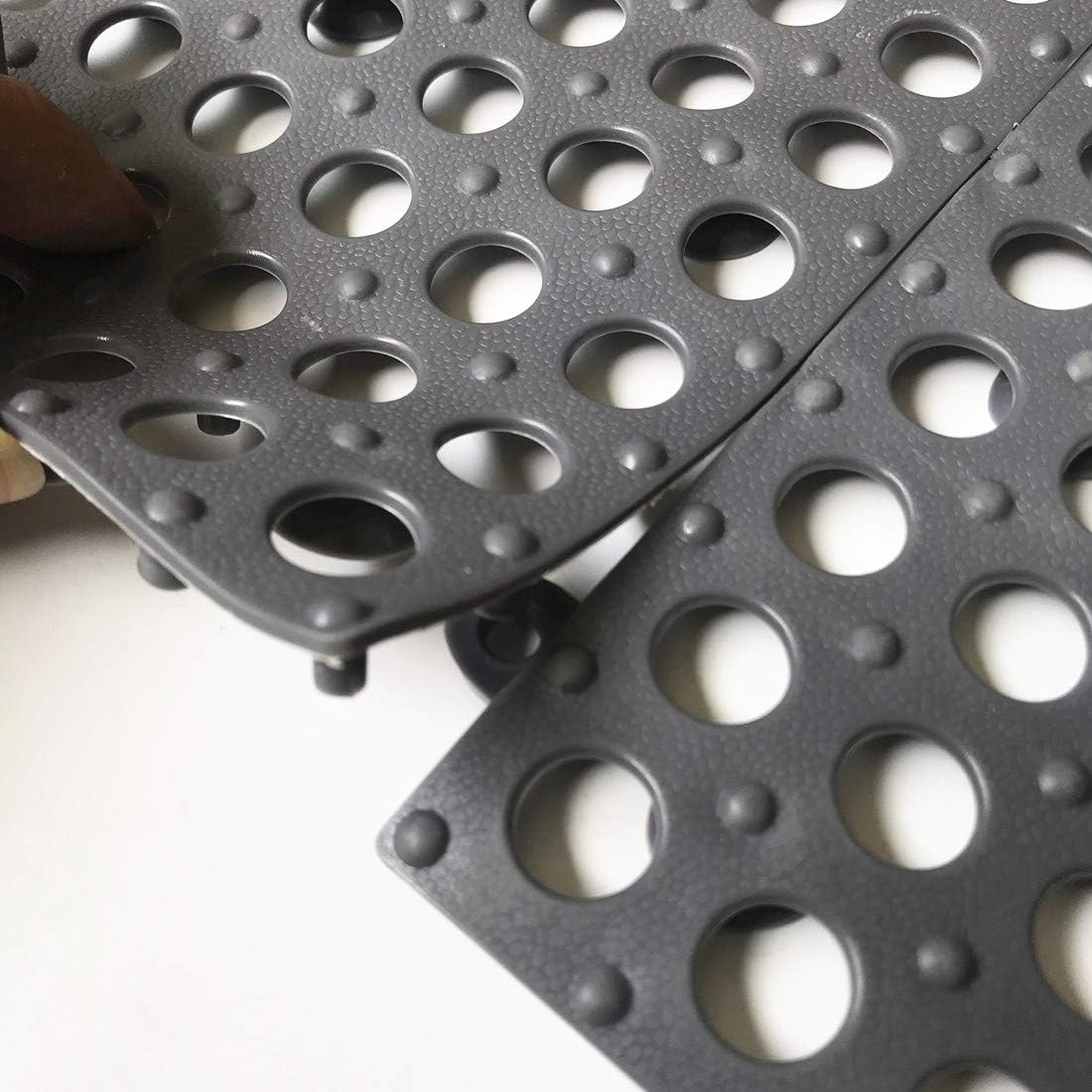 Blасk Frіdау 🔥 smabee 24Pcs Interlocking Soft PVC Non-Slip Tile Splicing Waterproof Mat Pet Area Drain Pool Shower Bath Kitchen Cushion 11.75 x 11.75 Thin Mats with Suction Cup Type (Dark Gray)