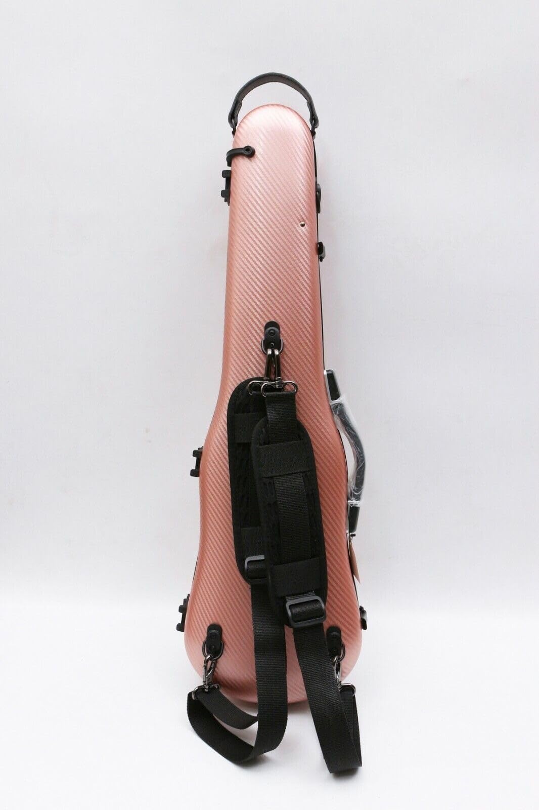 4/4 Violinenkoffer in voller Größe, Kohlefaser, leicht, bunt, mit starkem Gurt, Violinentasche (Roségold)