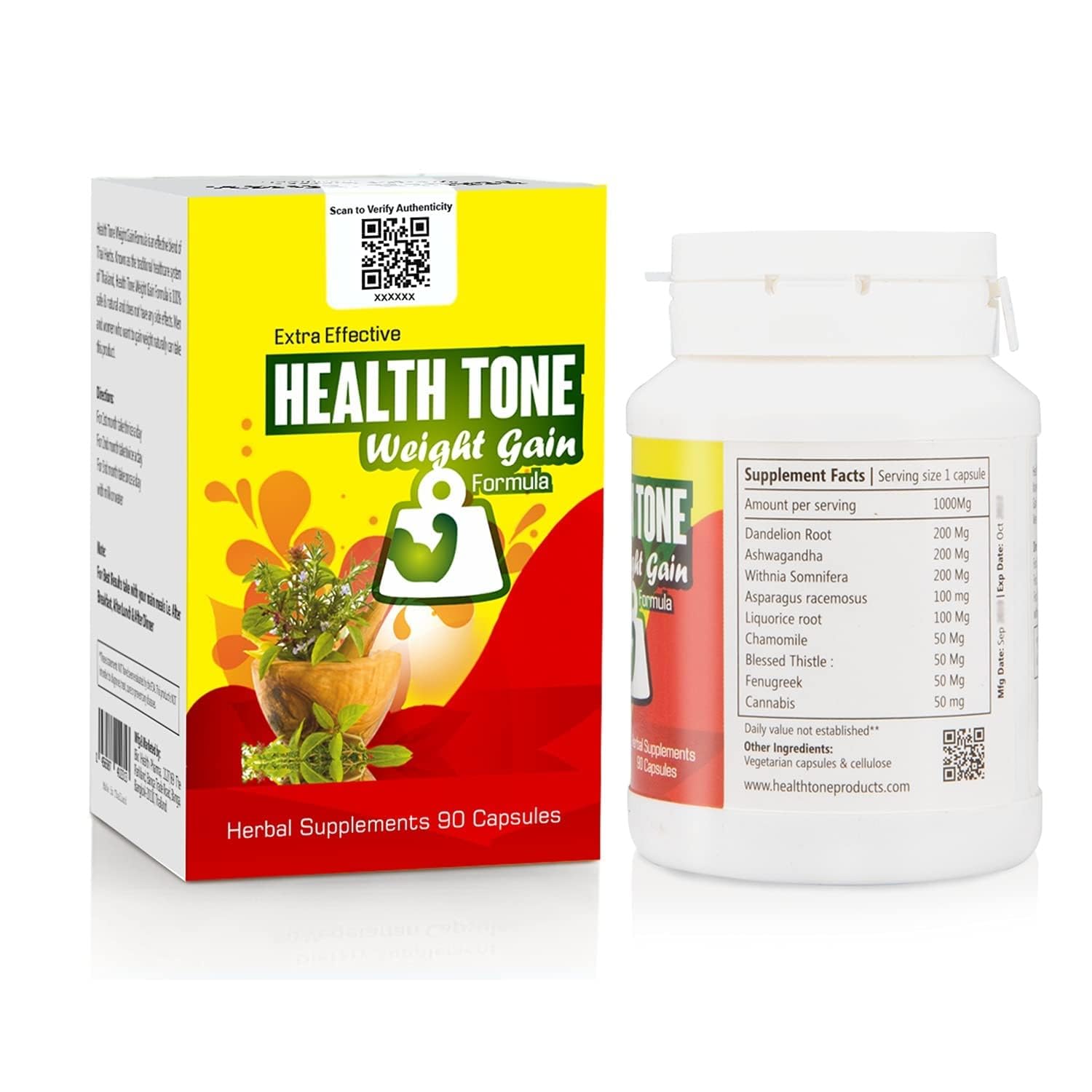 Health Tone Advanced Herbal Body Wellness Capsules – 90 Count – Vegetarian Supplement for Men & Women 1