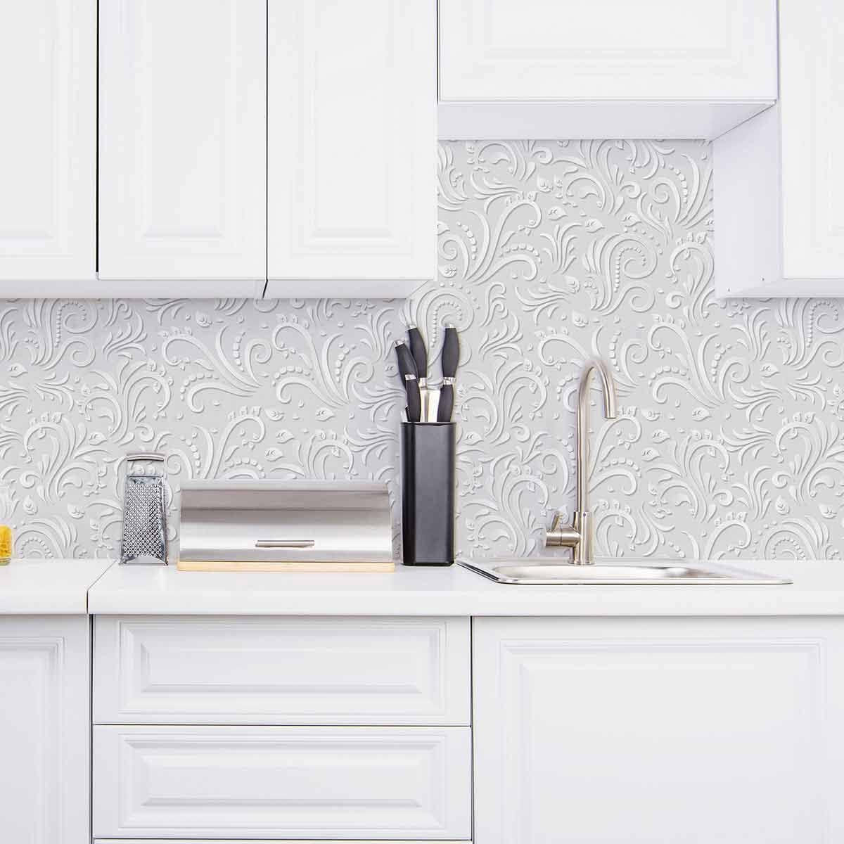 Walls By Me Grey Motif Peel and Stick Removable Wallpaper 0501