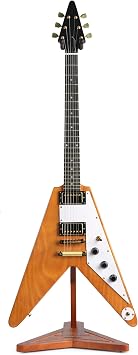 Guitar Stand, Flying V Shape Wooden Guitar Stand, Mahogany Wood Guitar Holder Floor for Electric Acoustic, Bass Instrument Rack for Home Decor Studio