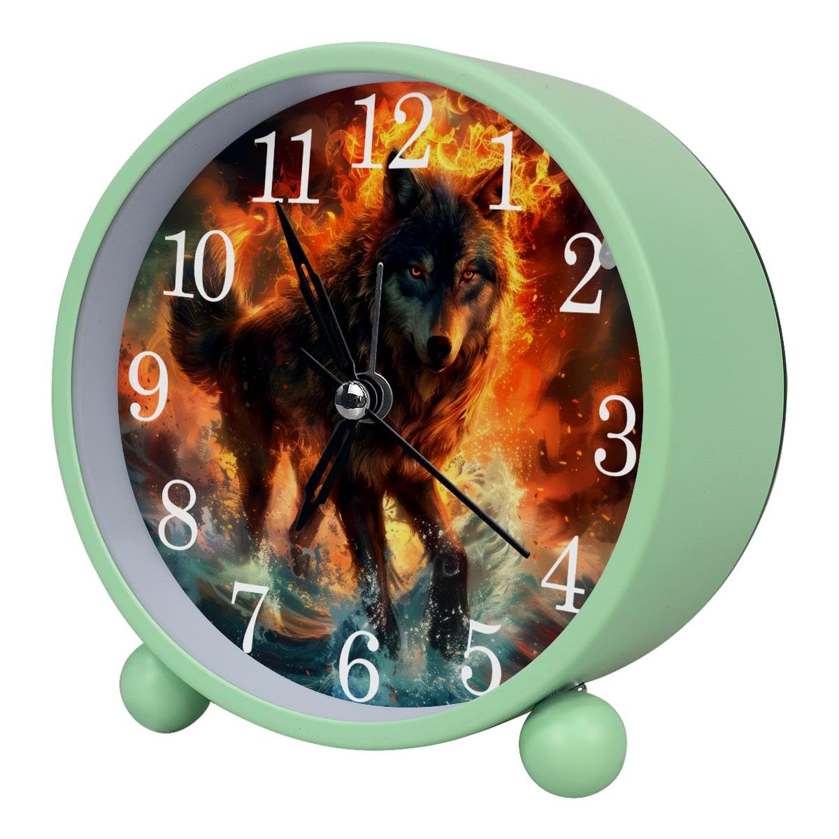 Luoweisi Alarm Clock Wolf, Silent Non-Ticking with Night Light