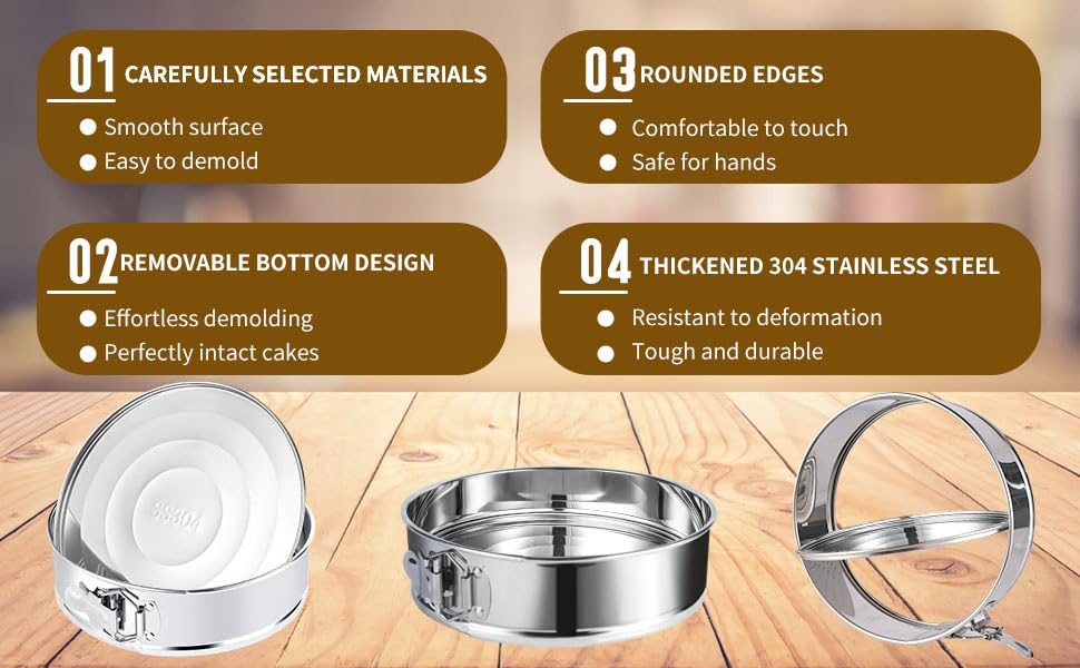 OYAOL 9 Inch Springform Pan - Nonstick Leakproof 304 Stainless Steel Springform Cake Pan with Removable Bottom, Silicone Cheesecake Pan Protector with Parchment Paper - Image 8