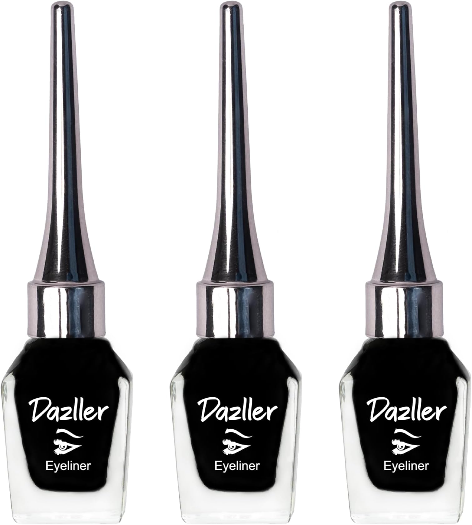 Dazller Eyeliner, 6.5mL (Pack of 3), Black, Velvet Matte, Washable, Water-resistant, Smudge-proof