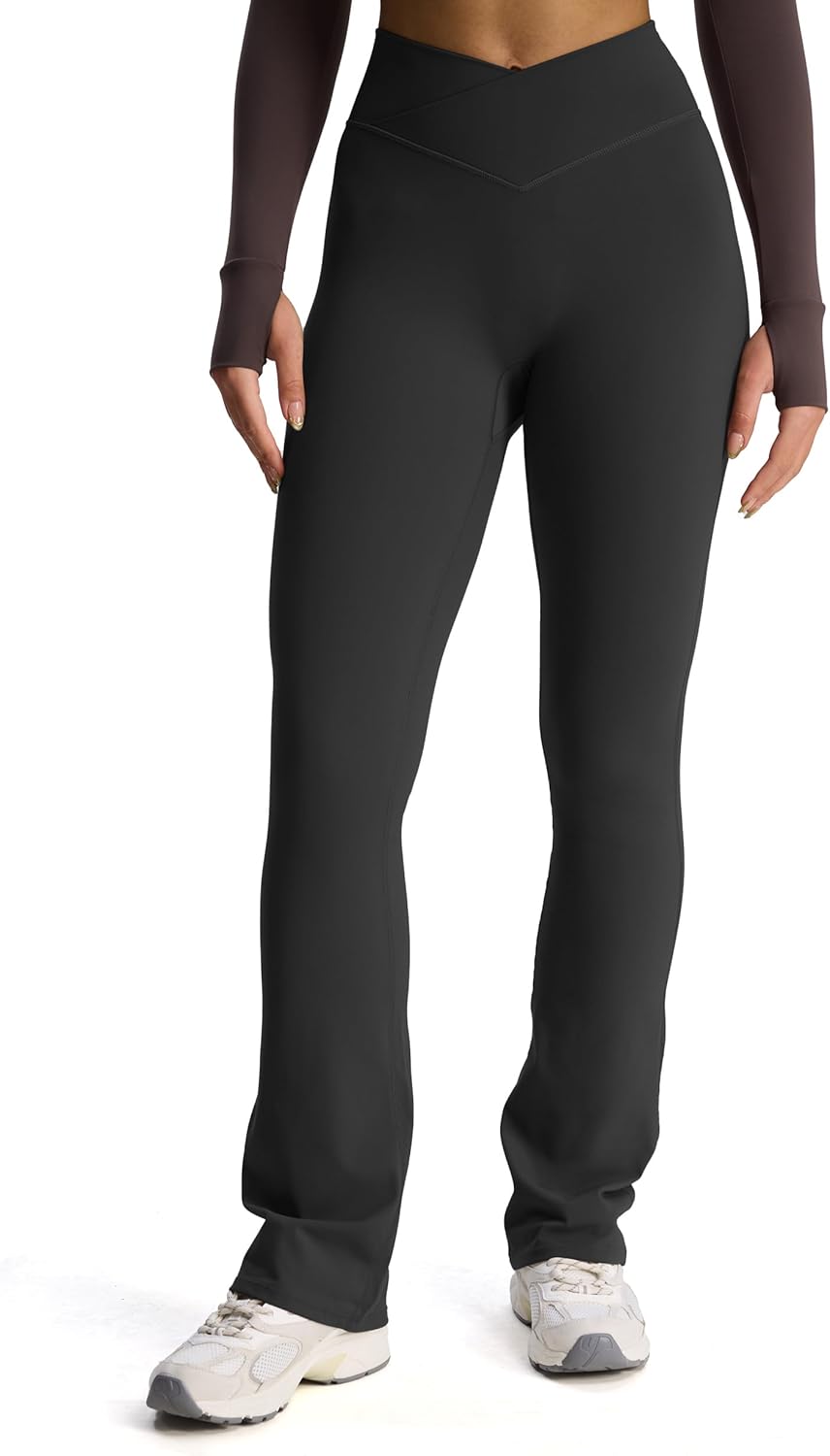 Aoxjox Flare Leggings for Women Trinity Tummy Control High Waisted Wide Leg Crosswaist Yoga Pants 29"/31"/33"