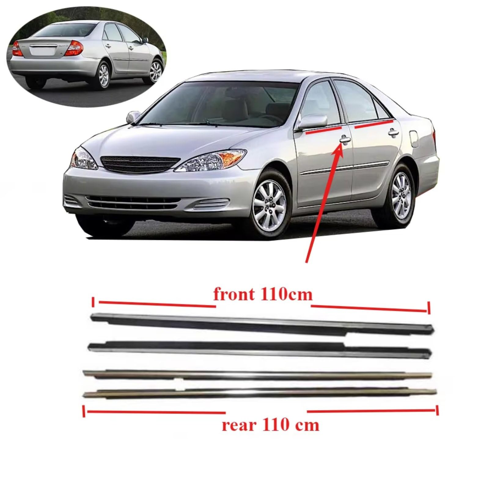 Per Camry 2001-2005 Guarnizione In Gomma Protettiva Per Vetri 75720-33080 4 Pezzi Gomma Per Vetri Per Finestrini Cromati Striscia Sigillatura Bordo Dell'auto