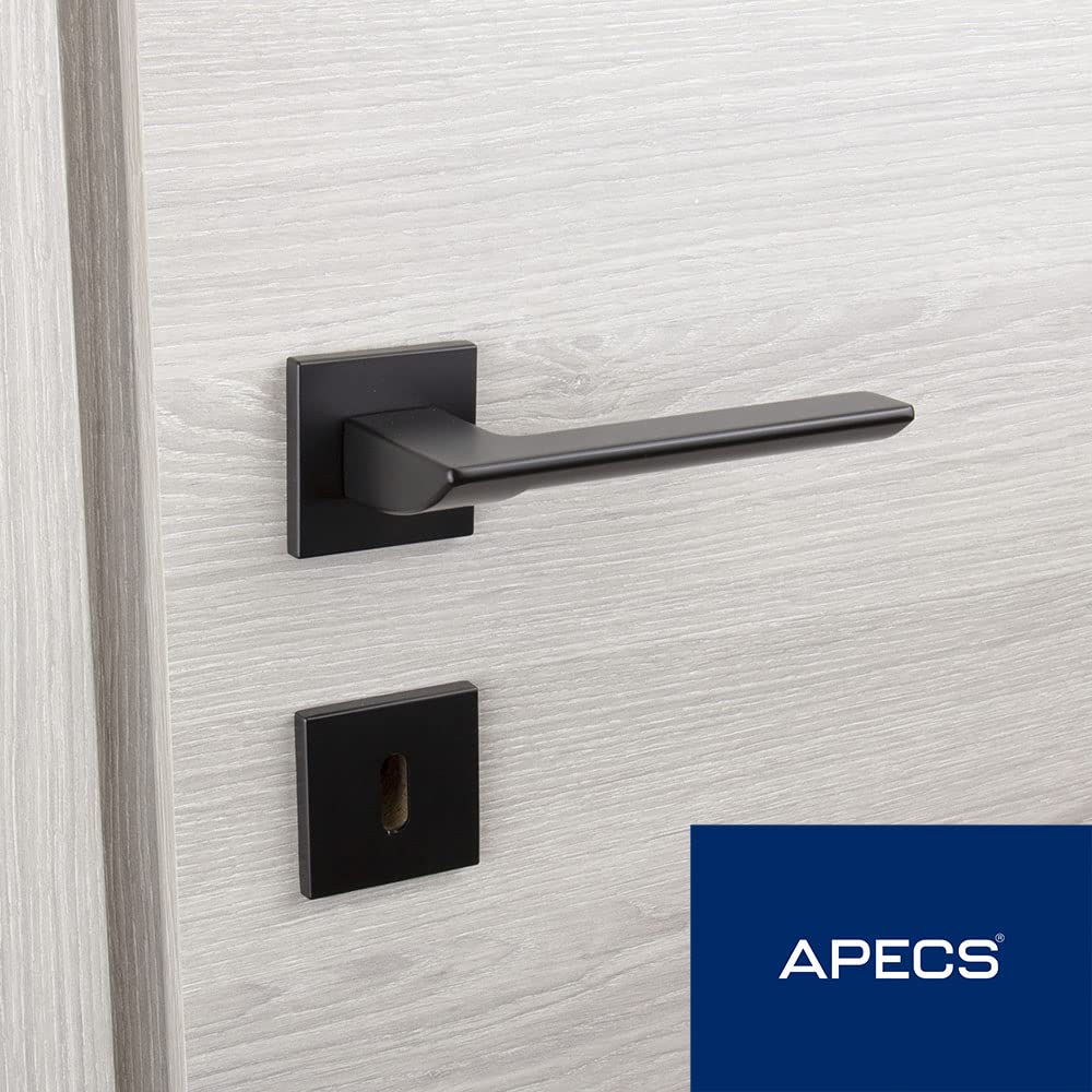 Maniglia Per Porte Interne Moderna - Nero Opaco Con Rosette Quadrate - Elettra PZ - Foto 2