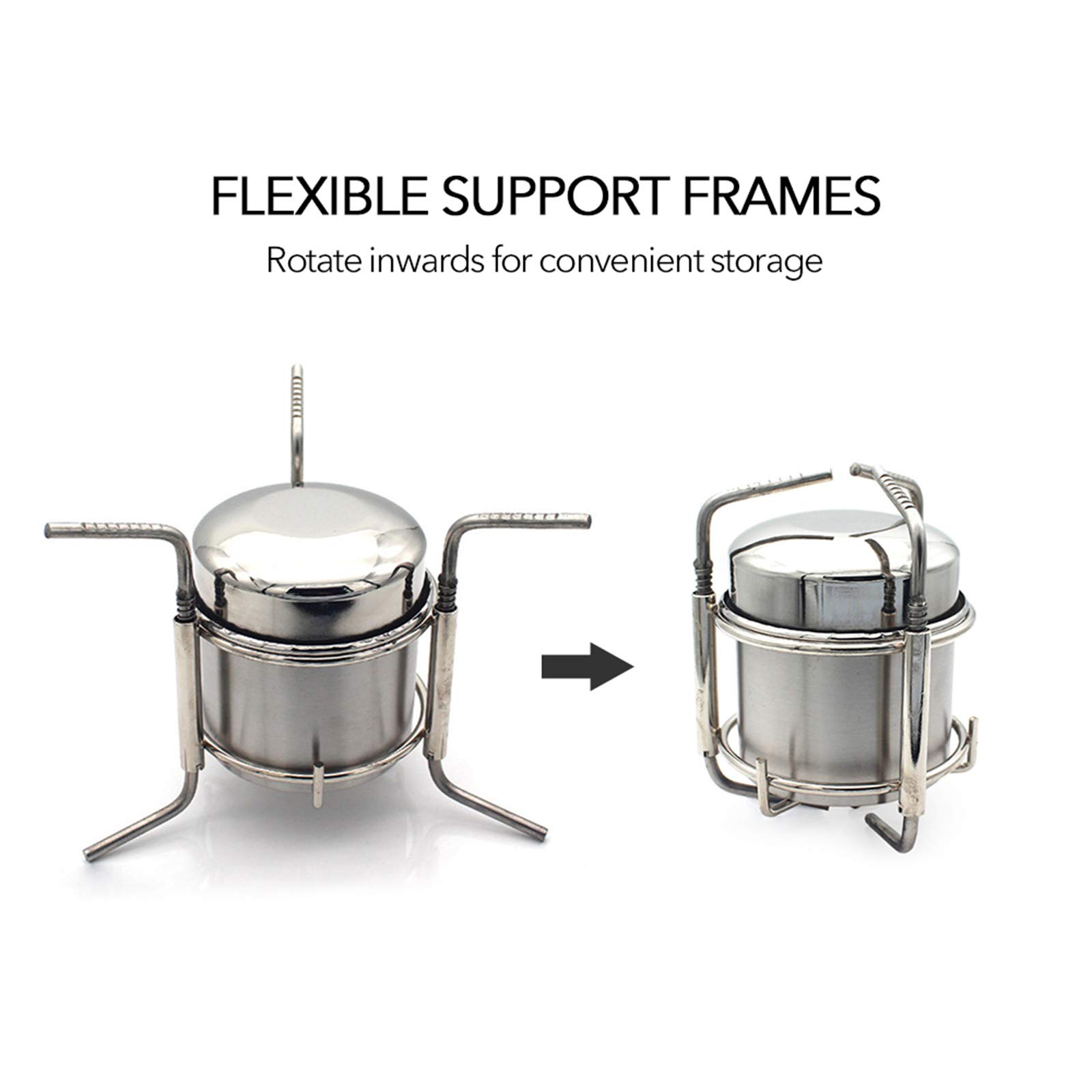 Réchaud de Camping à Alcool, réchaud Liquide Pliant ultraléger en Acier Inoxydable avec Support de Support pour Camping, Pique-Nique, Barbecue, Cuisson