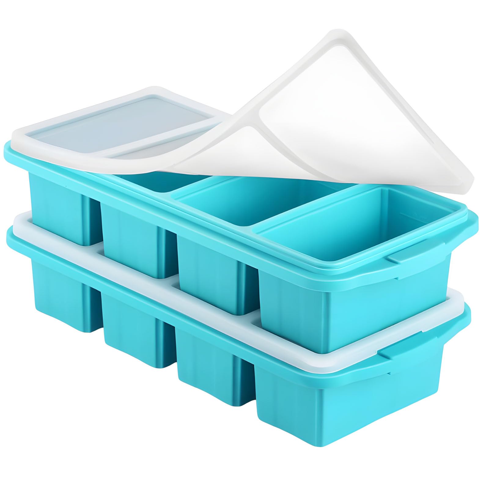 jiingekk Of 2 Silicone Freezing Containers Measurement Lines Perfect for Meal Flexible Elastomer Mold