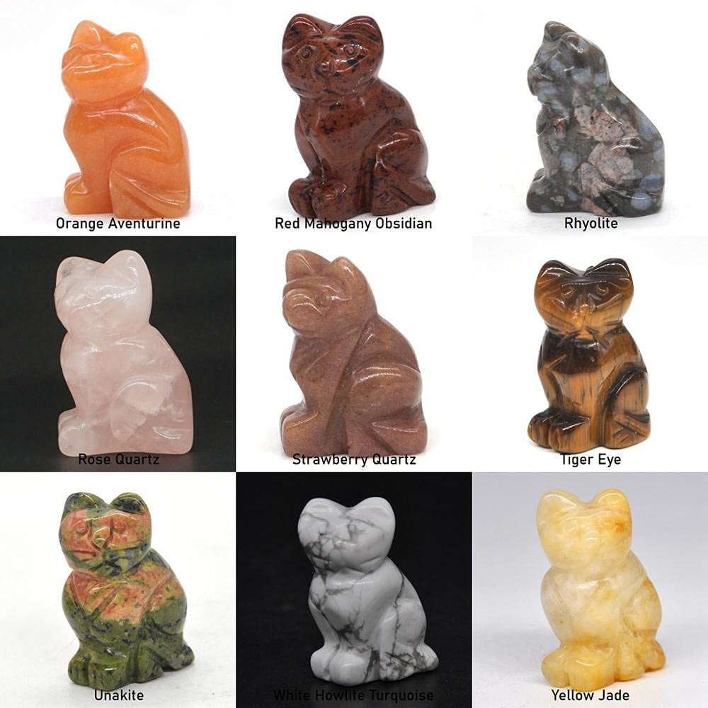 Kolekcje domowe 3,8 cm statuetka kota naturalny kamień szlachetny rzeźba kryształowe zwierzęta figurki kamienie dekoracja (kolor: biały)