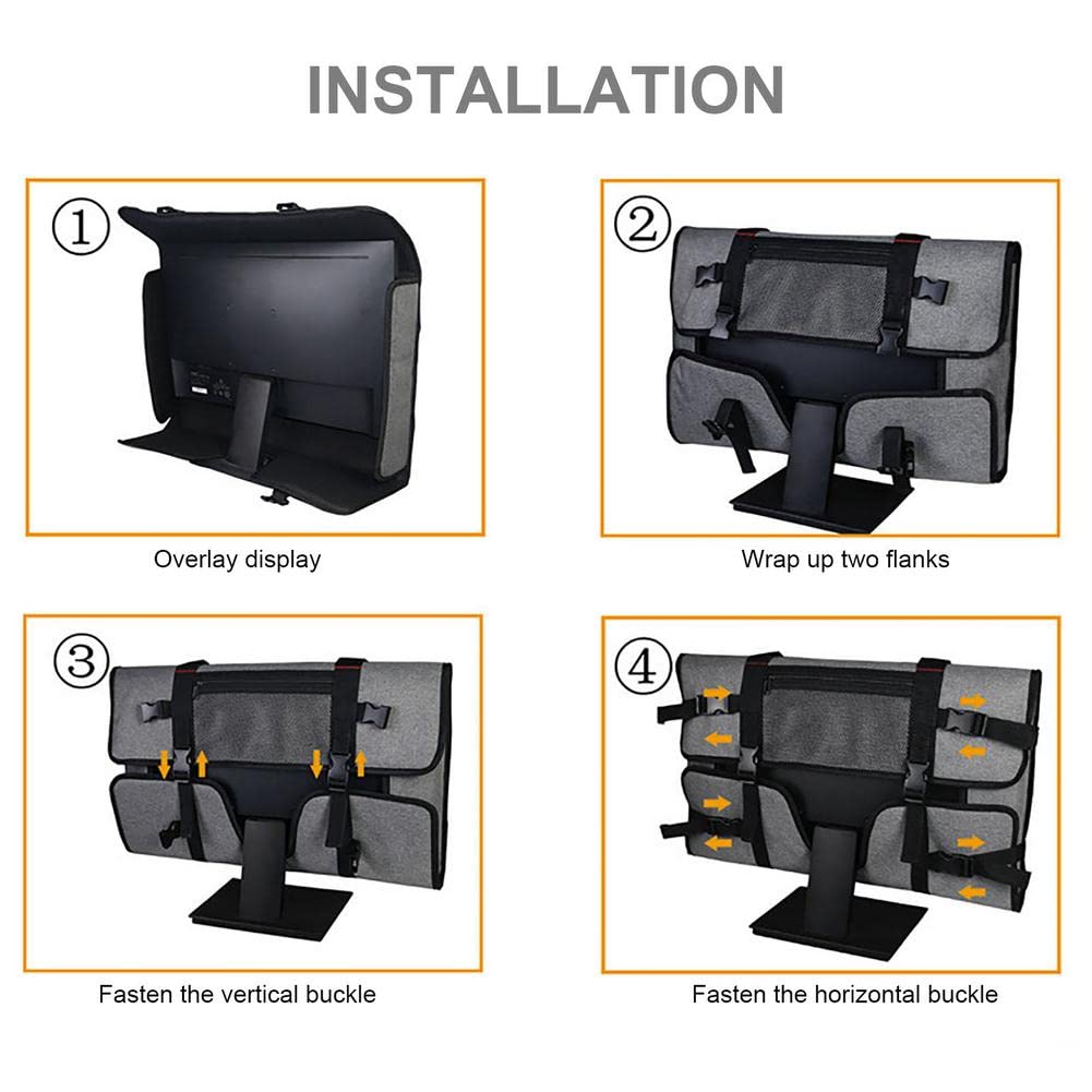 Fyearfly Borsa Protezione Monitor, Custodia da Viaggio Imbottita per Monitor, Borsa da trasporto per monitor di computer di casa Custodia protettiva portatile per schermi e monitor LCD da 24 pollici