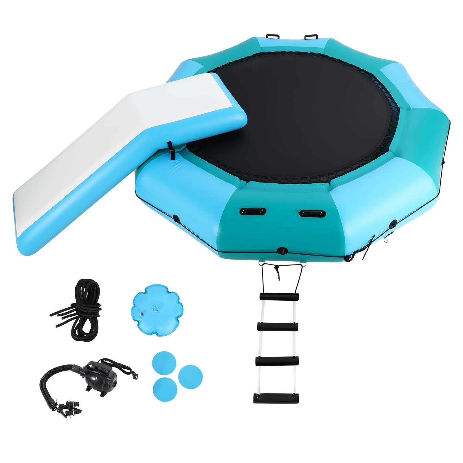 Photo 1 of IDEALHOUSE Inflatable Water Trampoline, 10ft Bounce Area, Blue + Green