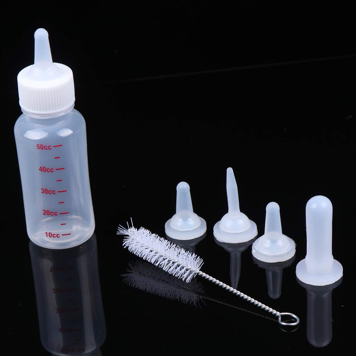 GALPADA 1 Set Pet Nursing Bottle for Dogs Cats Transparent Feeder with Replacement Nipples Cleaning Brush Safe Material for Newborns Pets