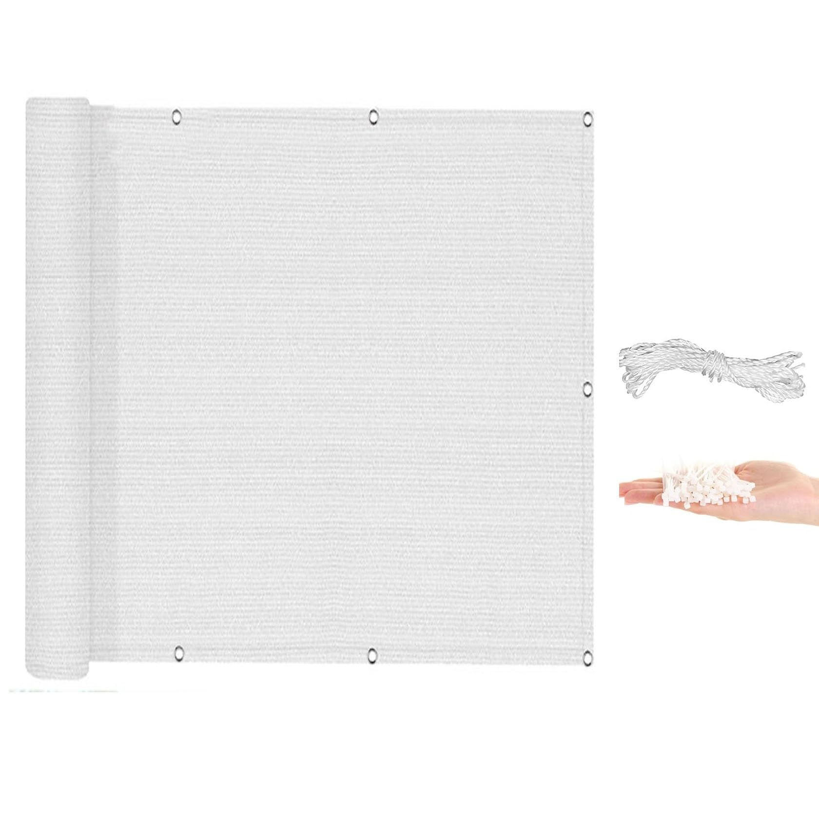 Brise-vue blanc 120 x 850 cm pour balcon et jardin résistant avec oeillets