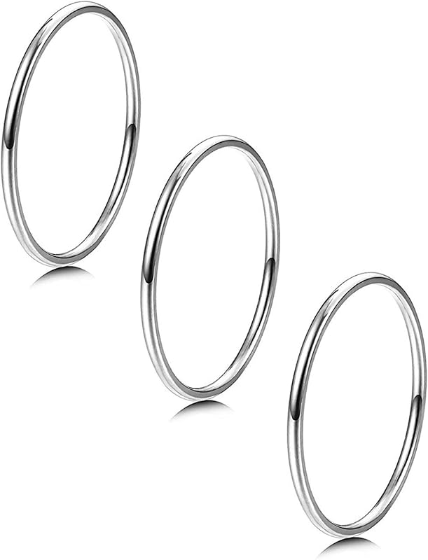 LOYALLOOK 3Pcs 1mm Thin 14K Gold Filled Stackable Rings For Women Non Tarnish Stainless Steel Plain Stacking Knuckle Thumb Pinky Statement Band Midi Rings Comfort Fit Size 3 to 10