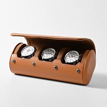 Oirlv PU Leather 3 Slots Watch Box, Men's Watch Box, for Travel, Christmas, Anniversary, Birthday (Brown)