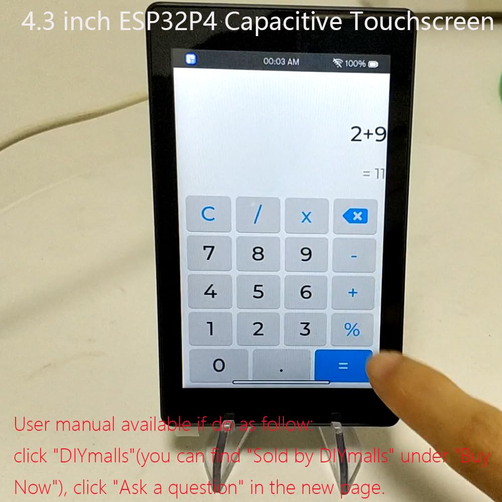 DIYmalls Pantalla ESP32-P4 de 4.3 pulgadas JC4880P443C_I_W_Y Pantalla táctil capacitiva 800x480 IPS TFT LCD Módulo ESP32P4 Placa de desarrollo ESP32-C6 para Arduino IDE