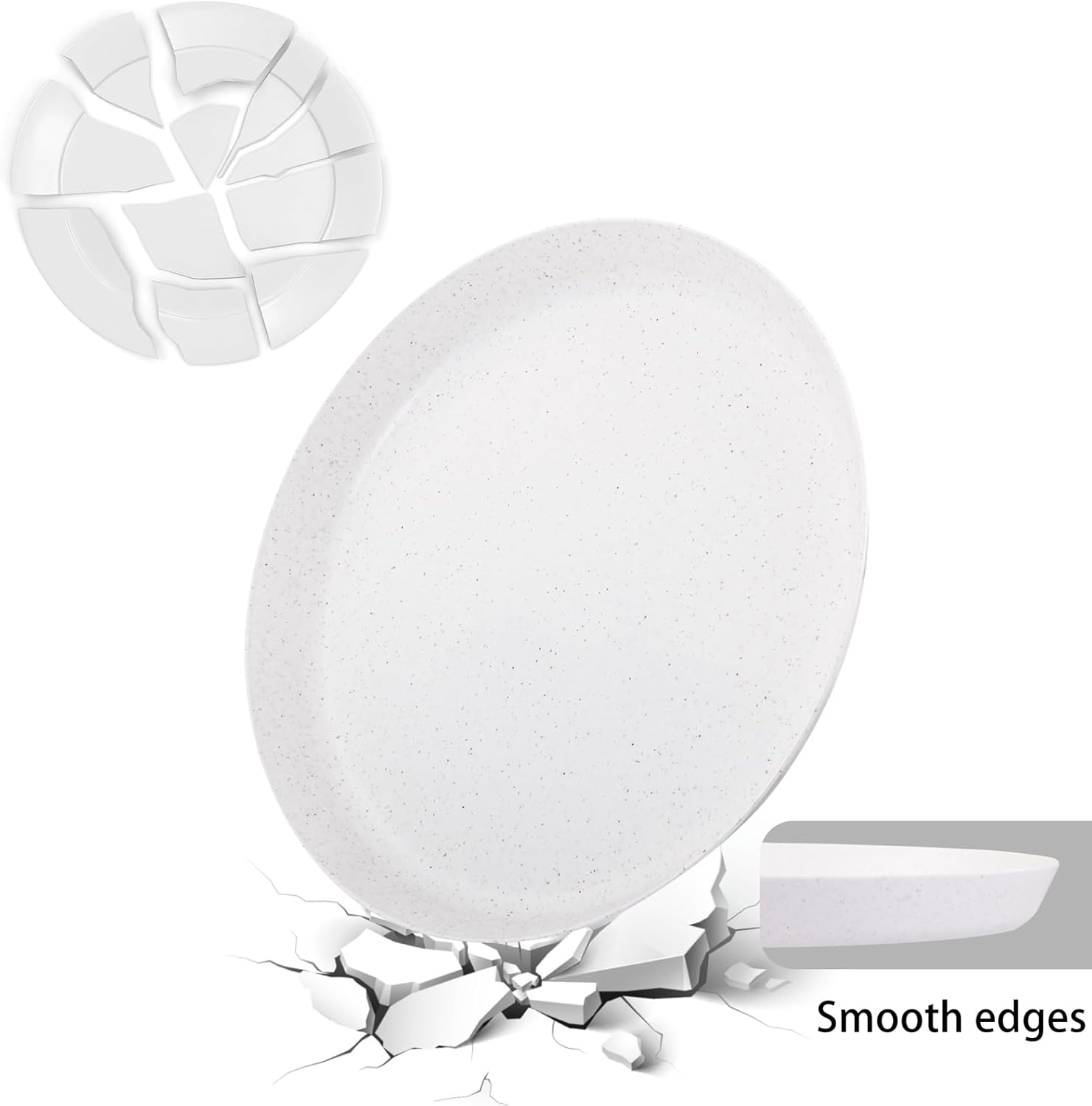 ejonirinjonir EI 18pcs White Wheat Straw Dinner Plates,Lightweight Dinner Plates,Premium Reusable Plastic Plates,Unbreakable Deep Big Plate for School,Family Dinner,Picninc