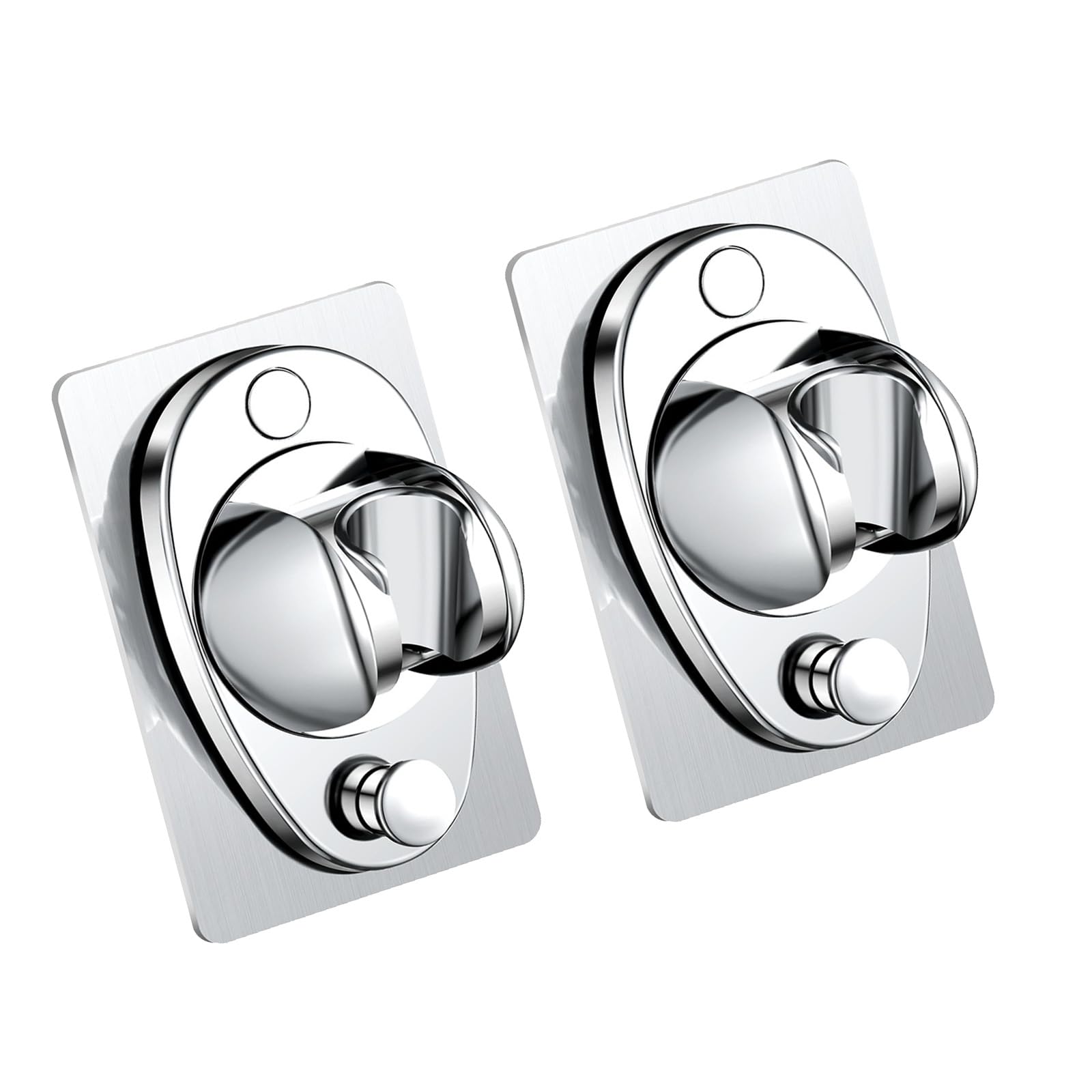 Jazuaiao Silver 2Pcs Wall Mounted Shower Head Holder With Strong Adhesive Adjustable Shower Head Stand Strong Adhesive Holder Easy Install
