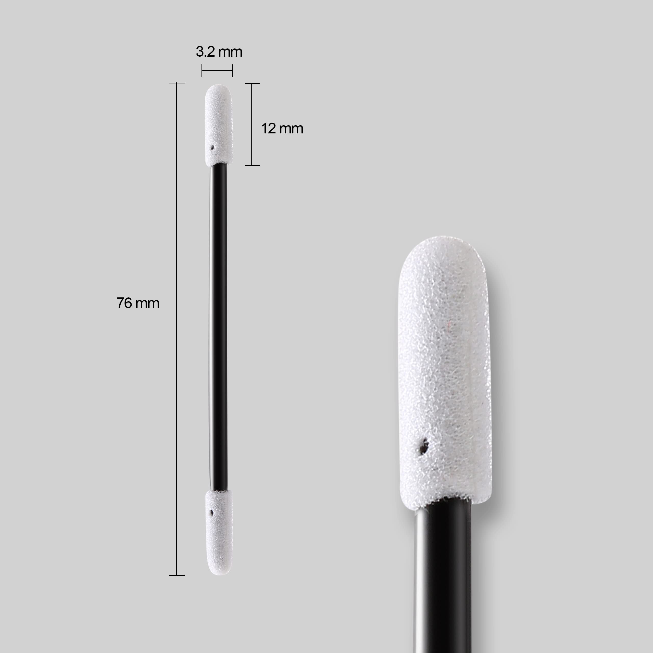 AAwipes 3" Schaum-Reinigungstupfer Doppelte Runde Spitzen (200 Stk, Schwarz, 3,2 mm Doppelte Spitzen, 76 mm Länge), Doppelspitzige Q-Tip Schaumtupfer Reinigungsstäbe (D7220BLK)