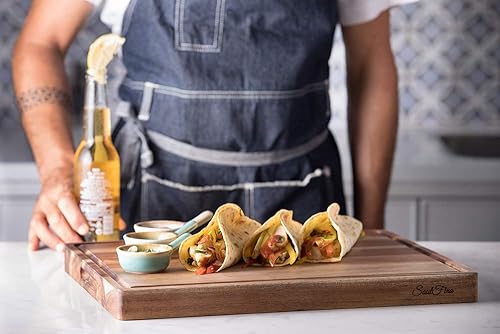 Miniatura 3 de Tabla de cortar ACACIA PREMIUM y bloque de carnicero profesional resistente con ranura para jugos, extra grande (17 x 13 x 1.4 pulgadas), orgánico,