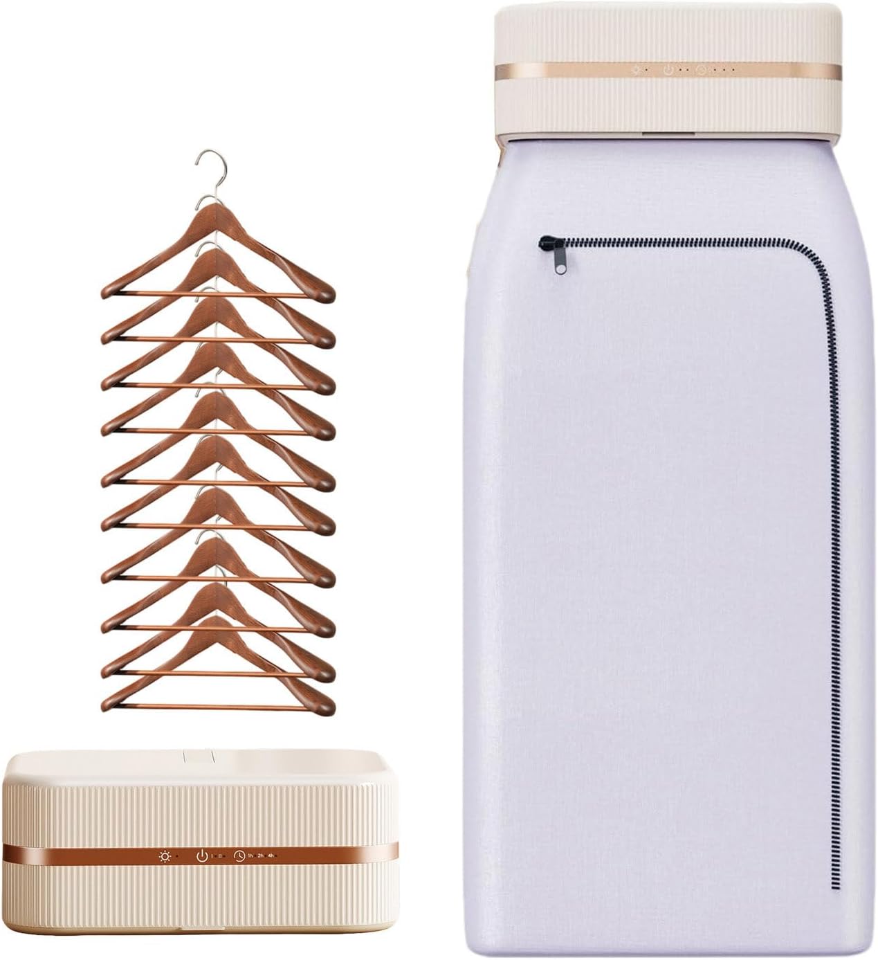 Portable Clothes Dryer & Steam Iron - Automatic Electric Hanging Ironing Machine with Touch Screen, Top Drying & Hook Design for Outdoor Use - Includes 10 Hangers