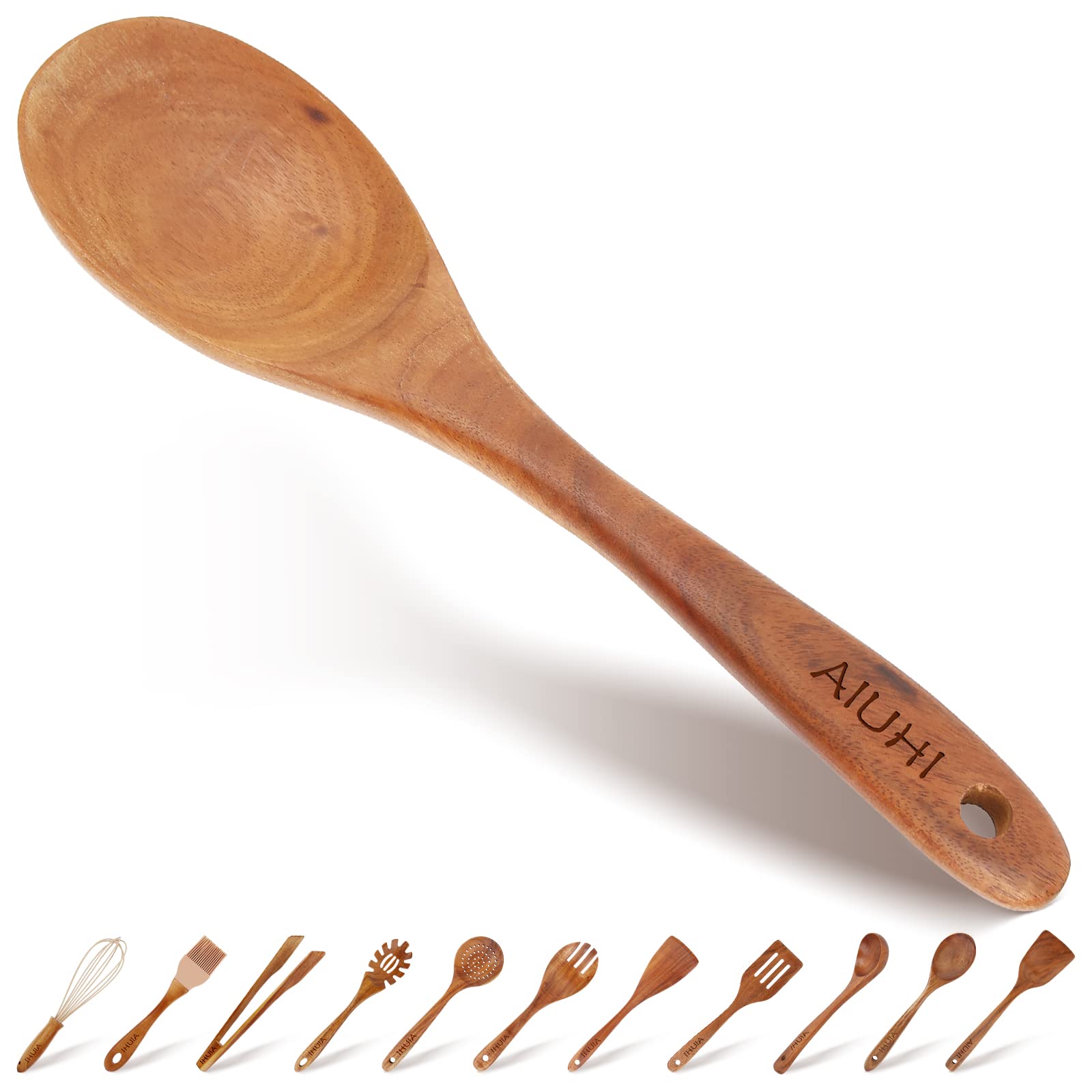 Wood Salad Serving Utensil, Wooden Fork for Salad Eating, Teak Wood Salad Server for Kitchen Cooking Eating